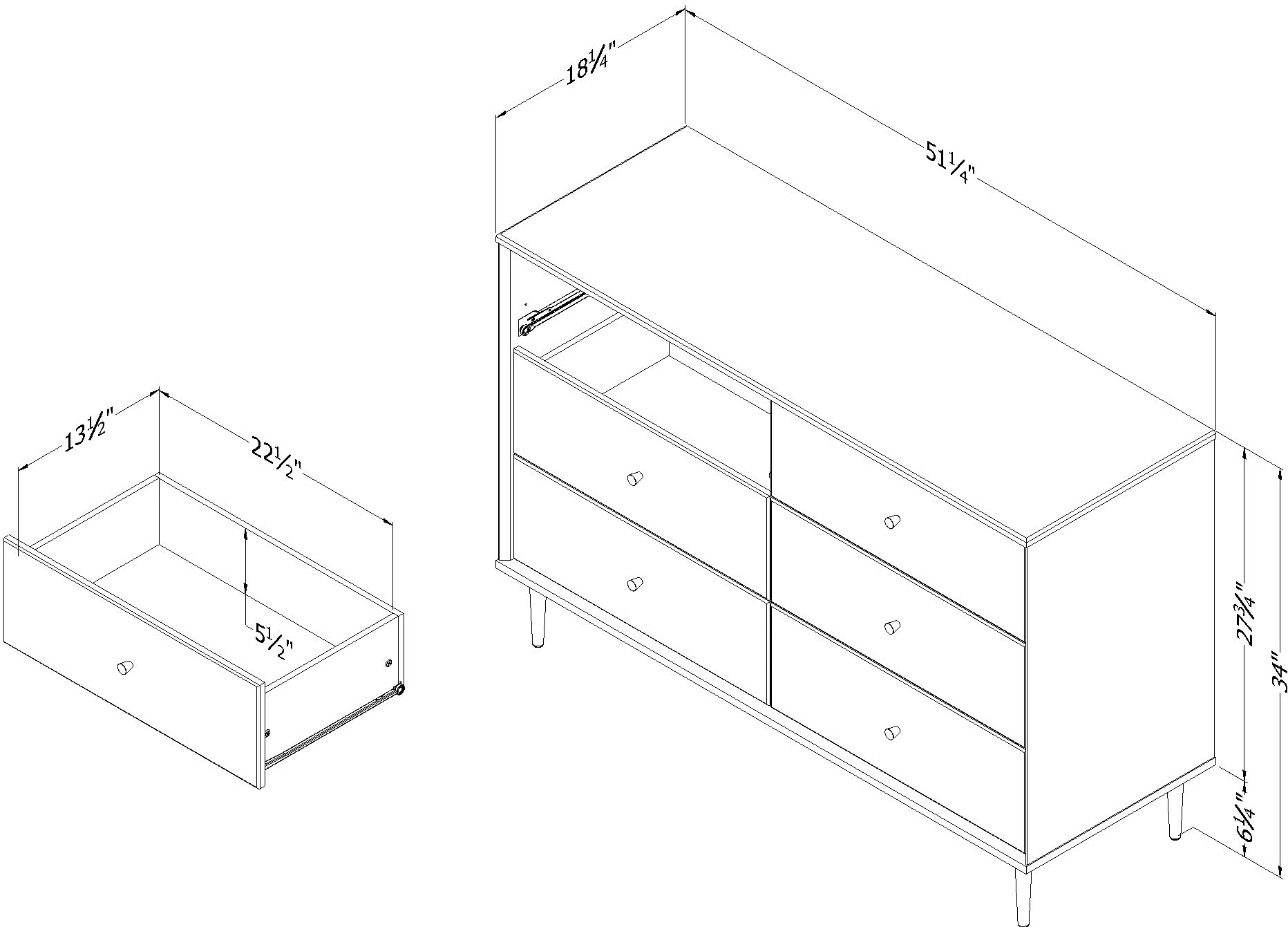 14763 Dylane White 6-Drawer Dresser - South Shore-5