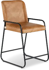 Iron Brown Upholstered Counter Height Stool