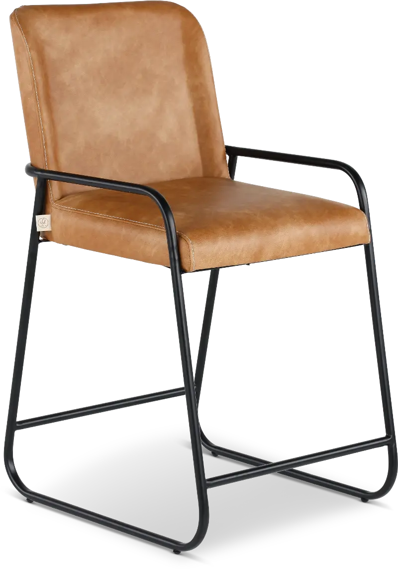Iron Brown Upholstered Counter Height Stool