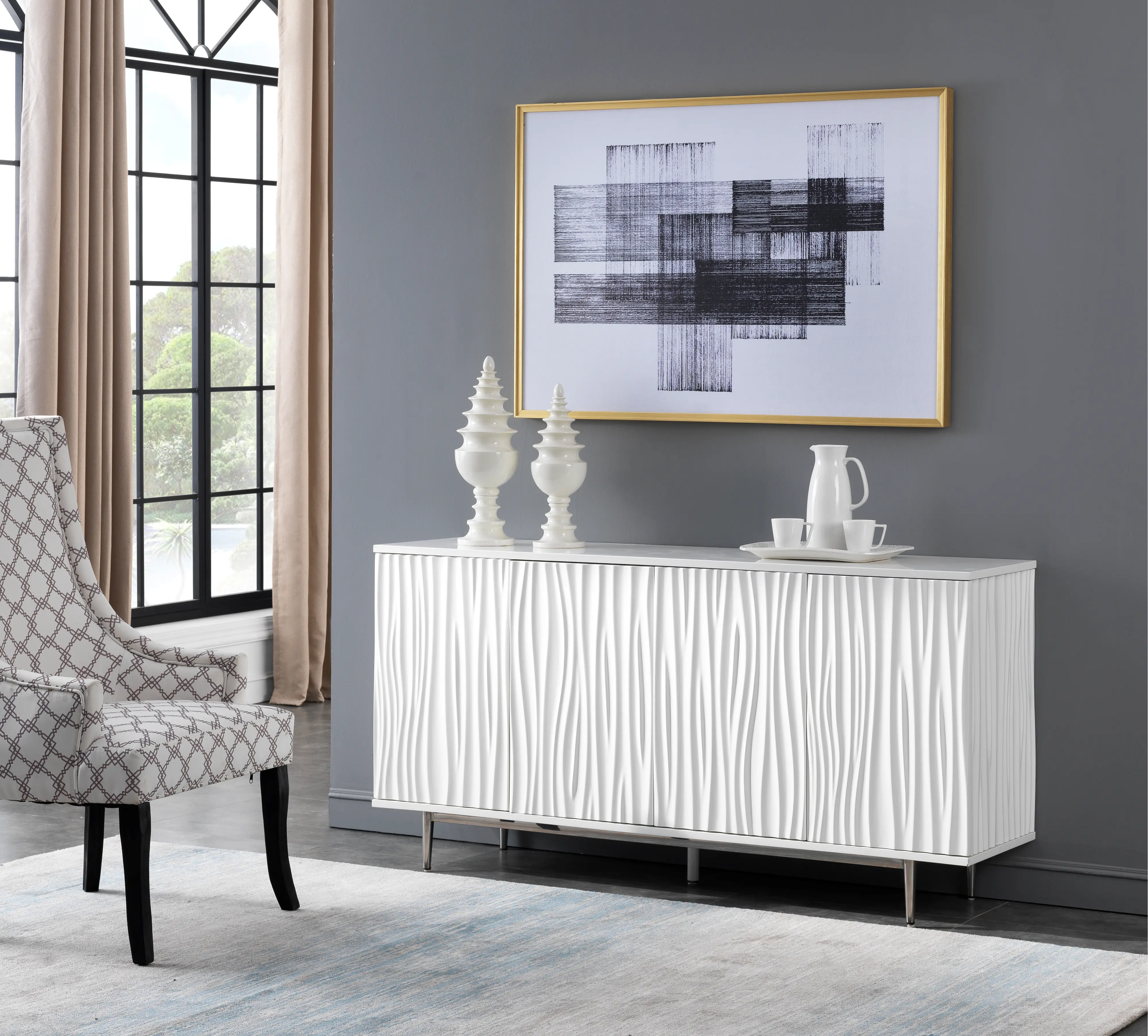 48148 Glitz and Glam White Credenza-2