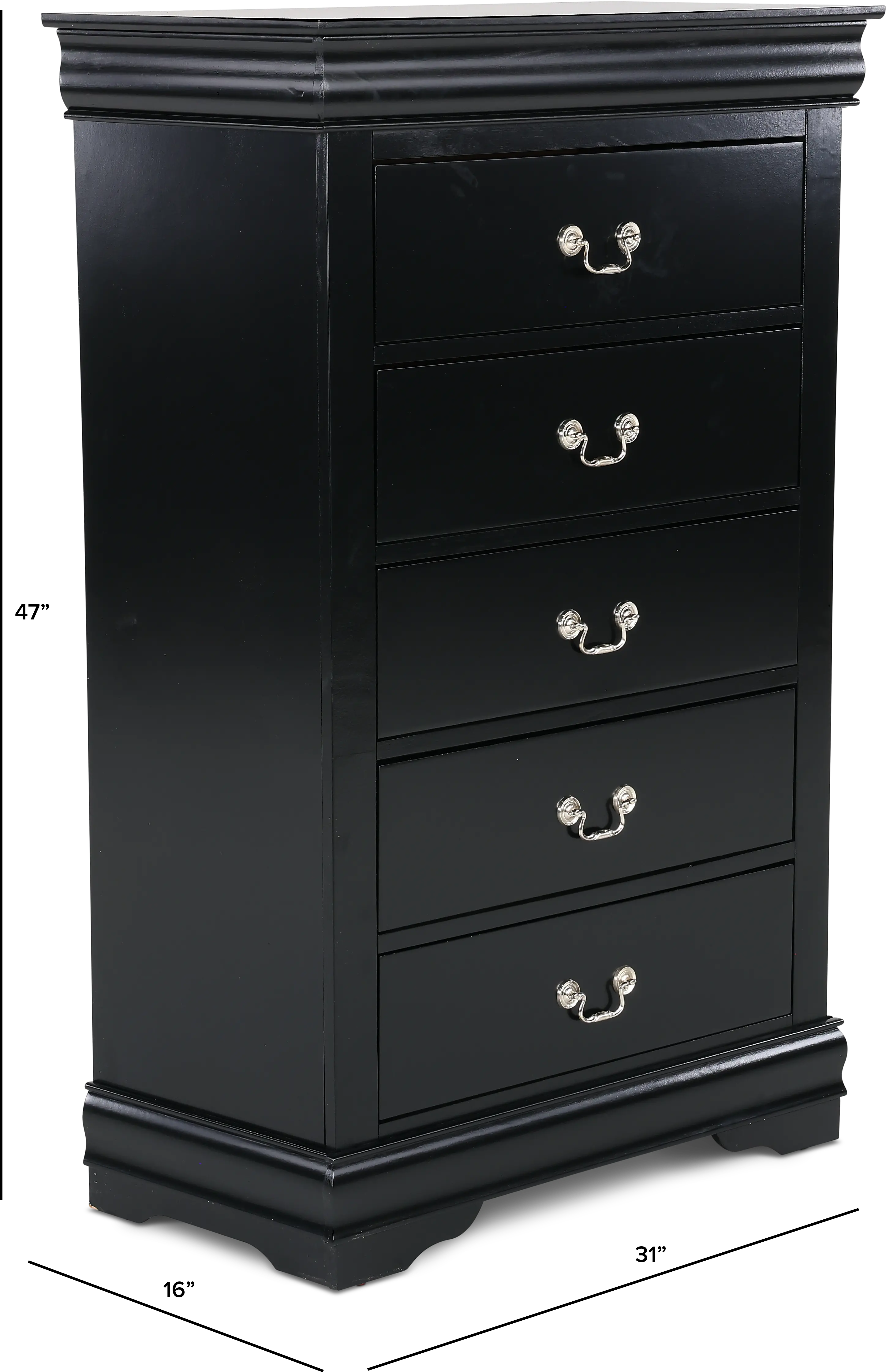 Louis Black Chest of Drawers-3