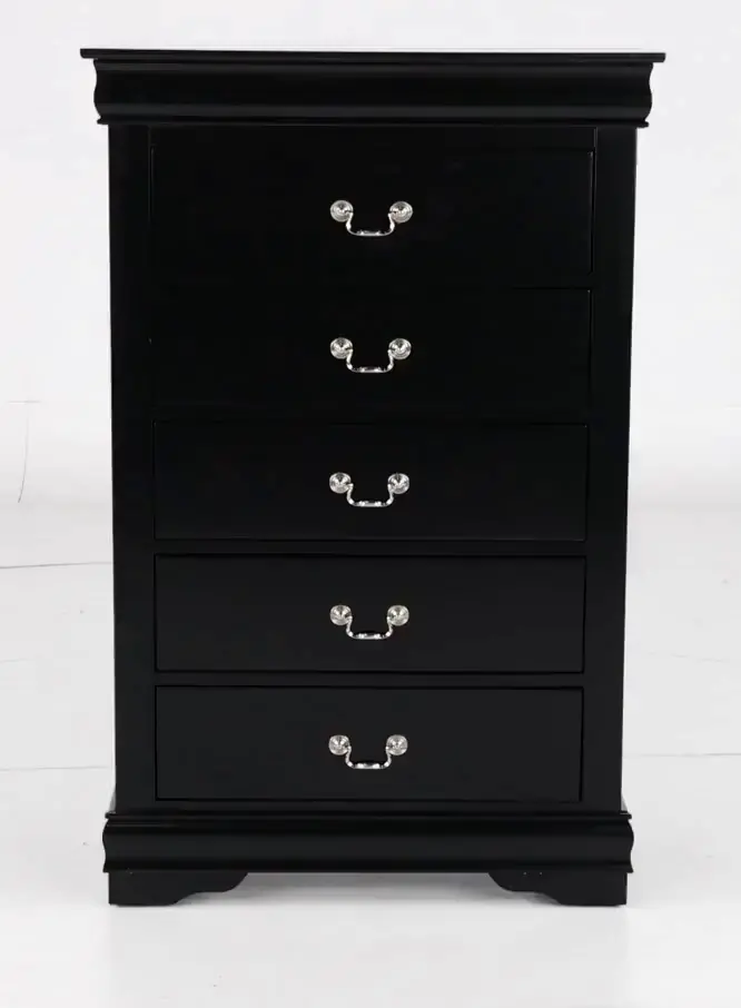 Louis Black Chest of Drawers-5