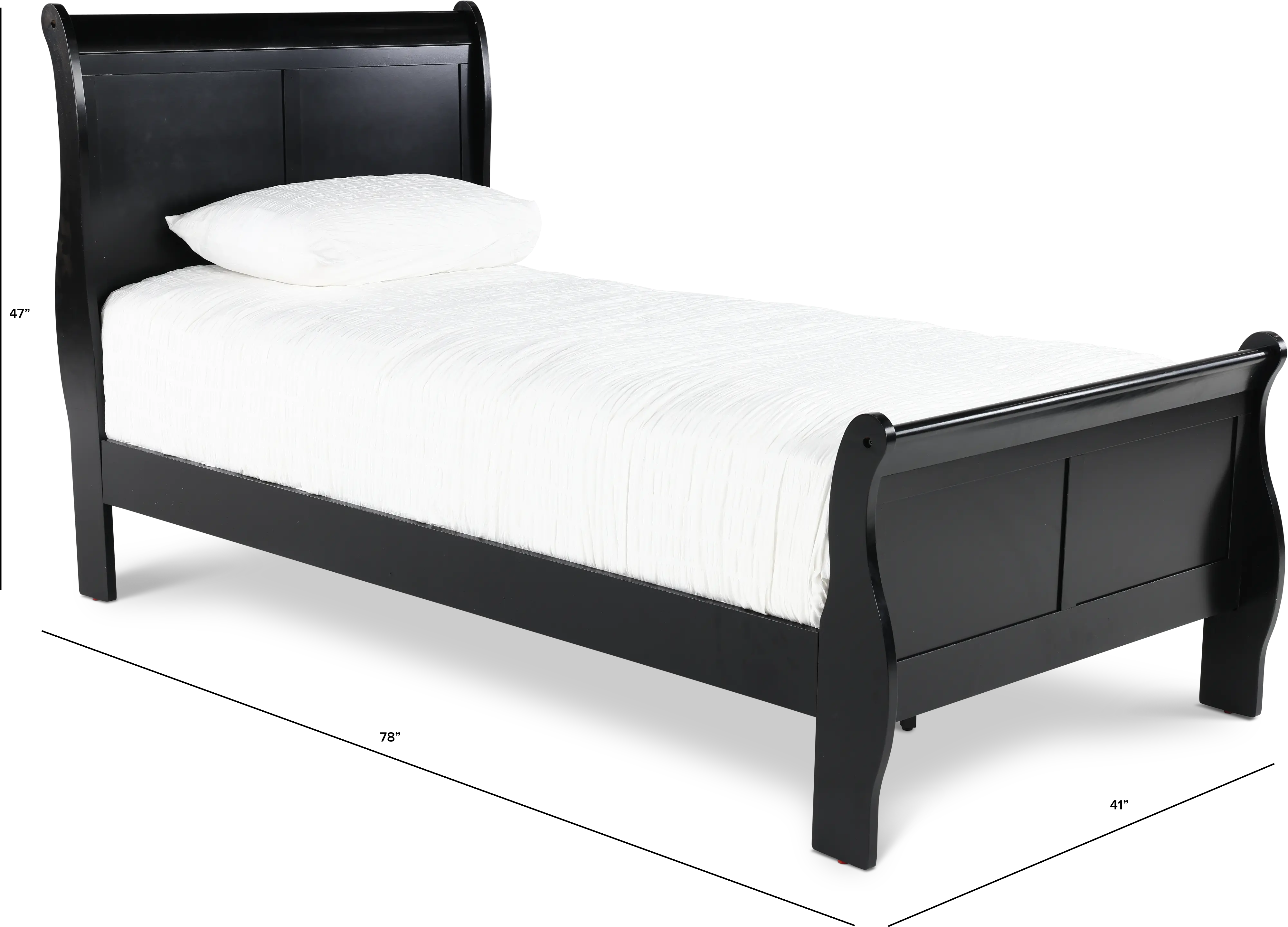 Louis Black Twin Sleigh Bed-3