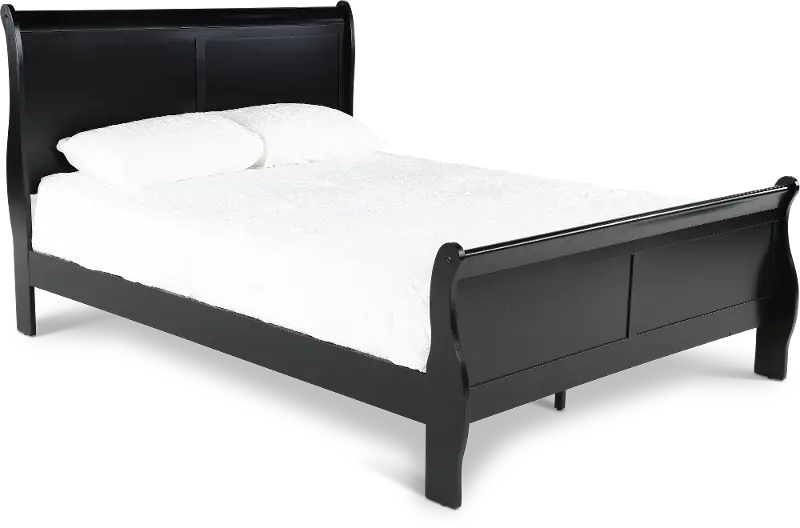 Louis Black Full Sleigh Bed