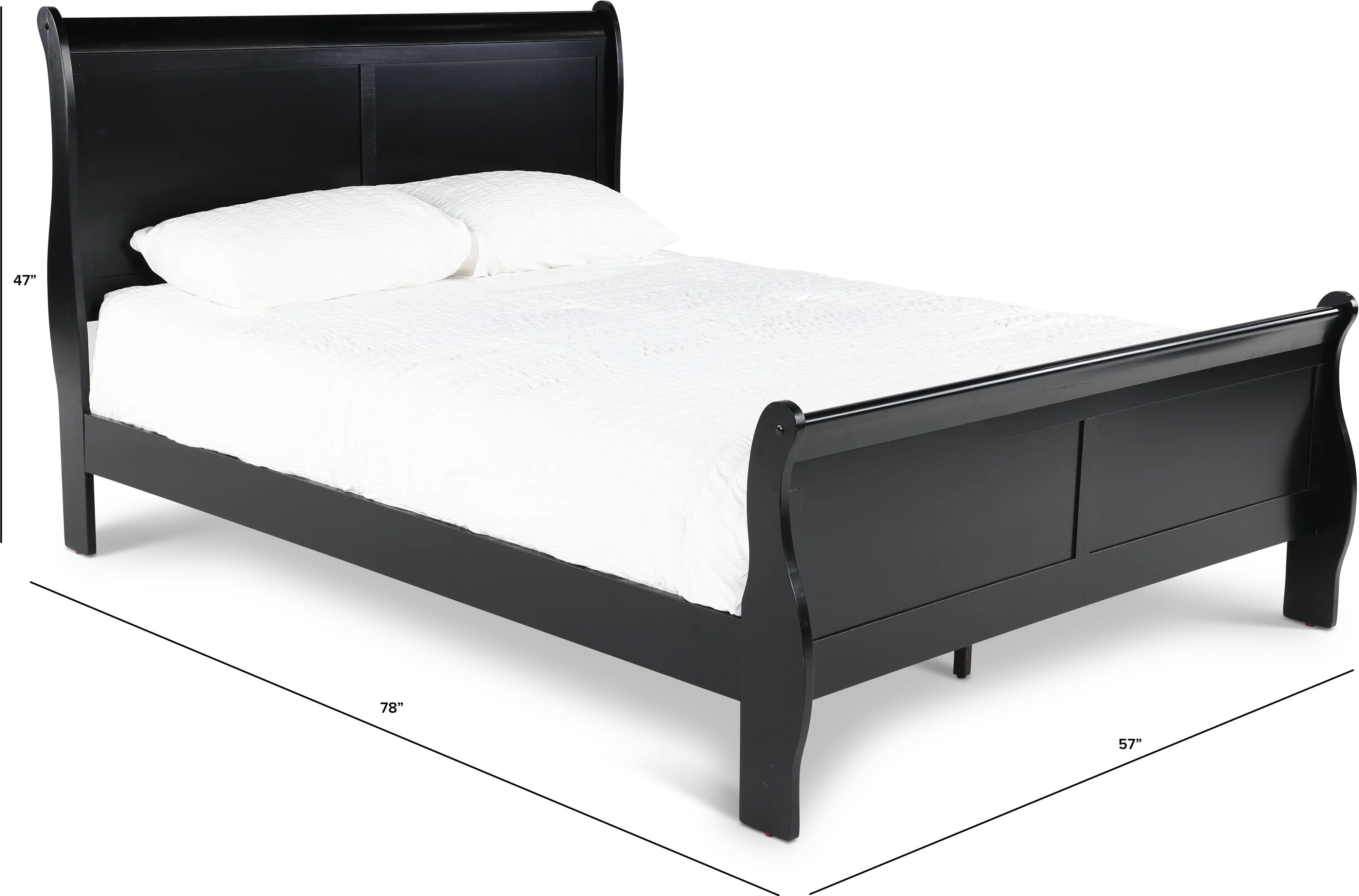 Louis Black Full Sleigh Bed-3