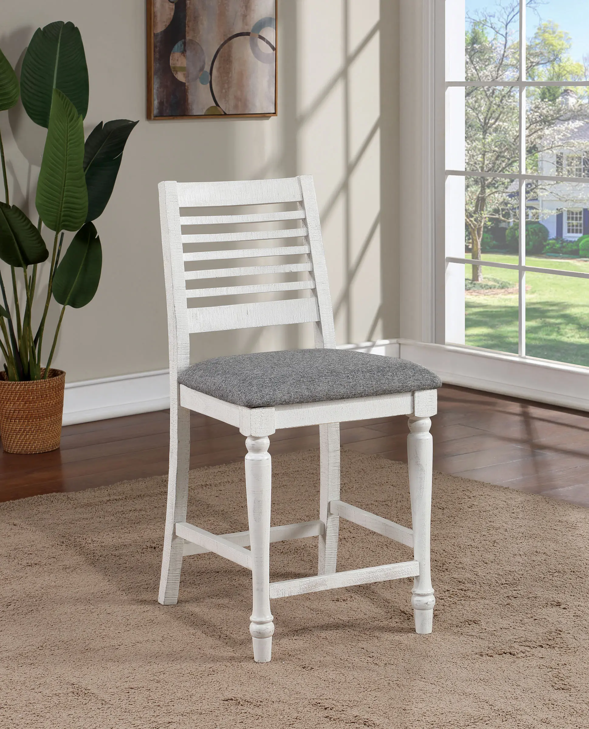 Clabria White Counter Height Stool-2