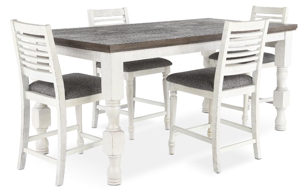Clabria White and Gray 5 Piece Counter Height Dining Set