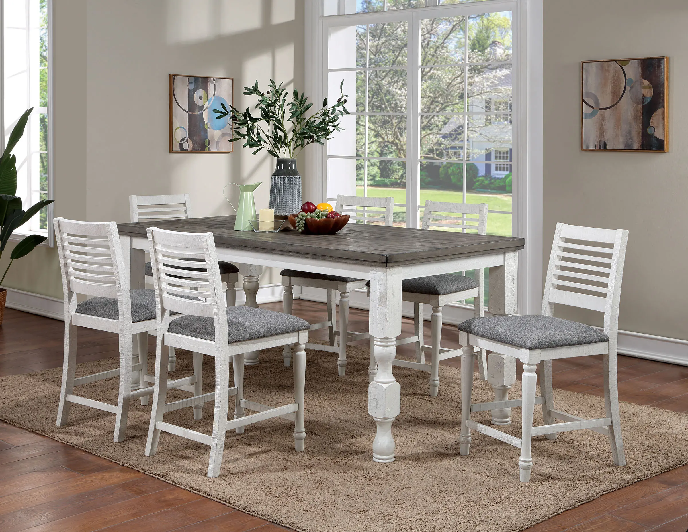 Clabria White and Gray 5 Piece Counter Height Dining Set-2