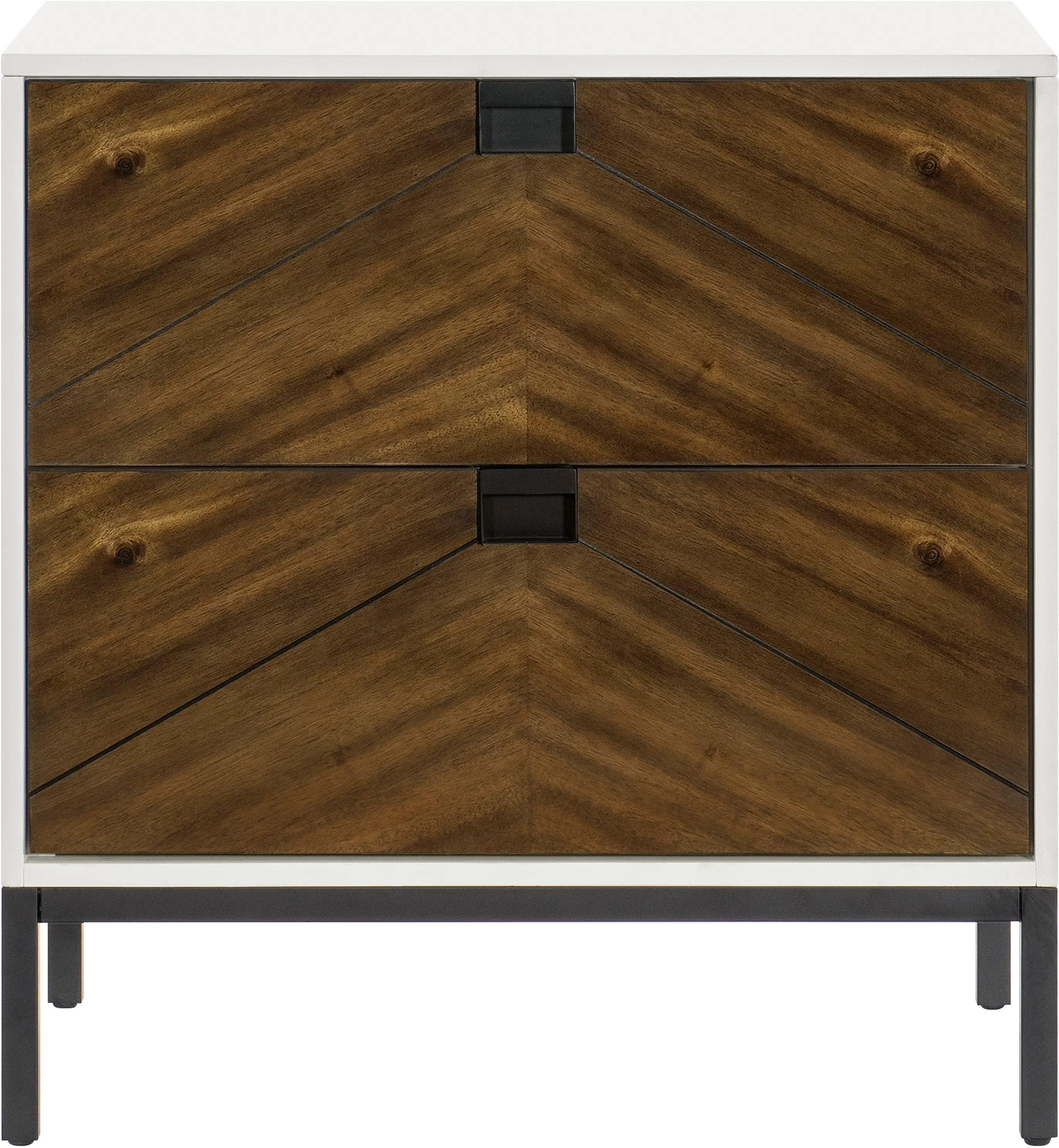 Oslo White and Walnut Nightstand-1