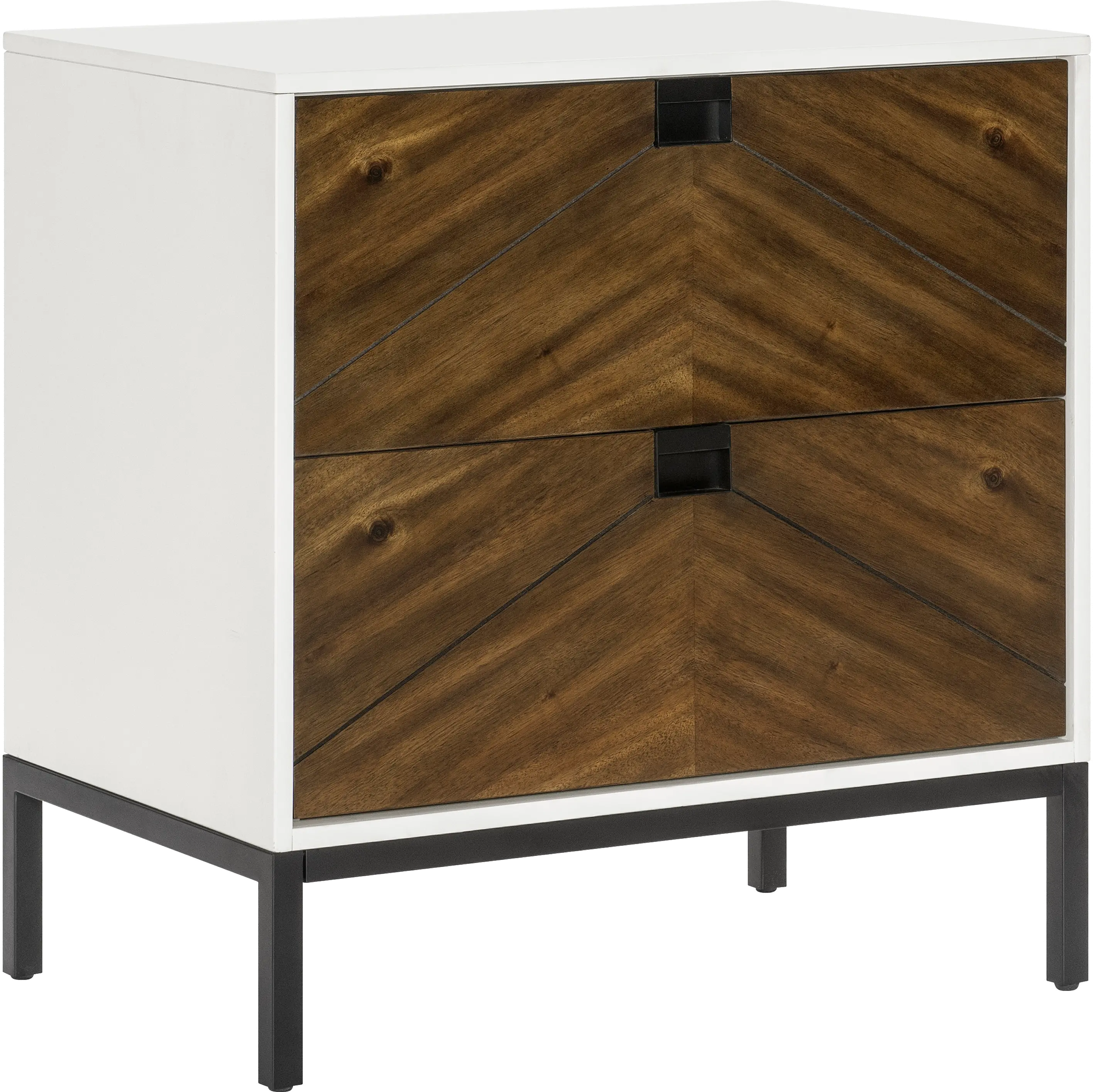 Oslo White and Walnut Nightstand-3