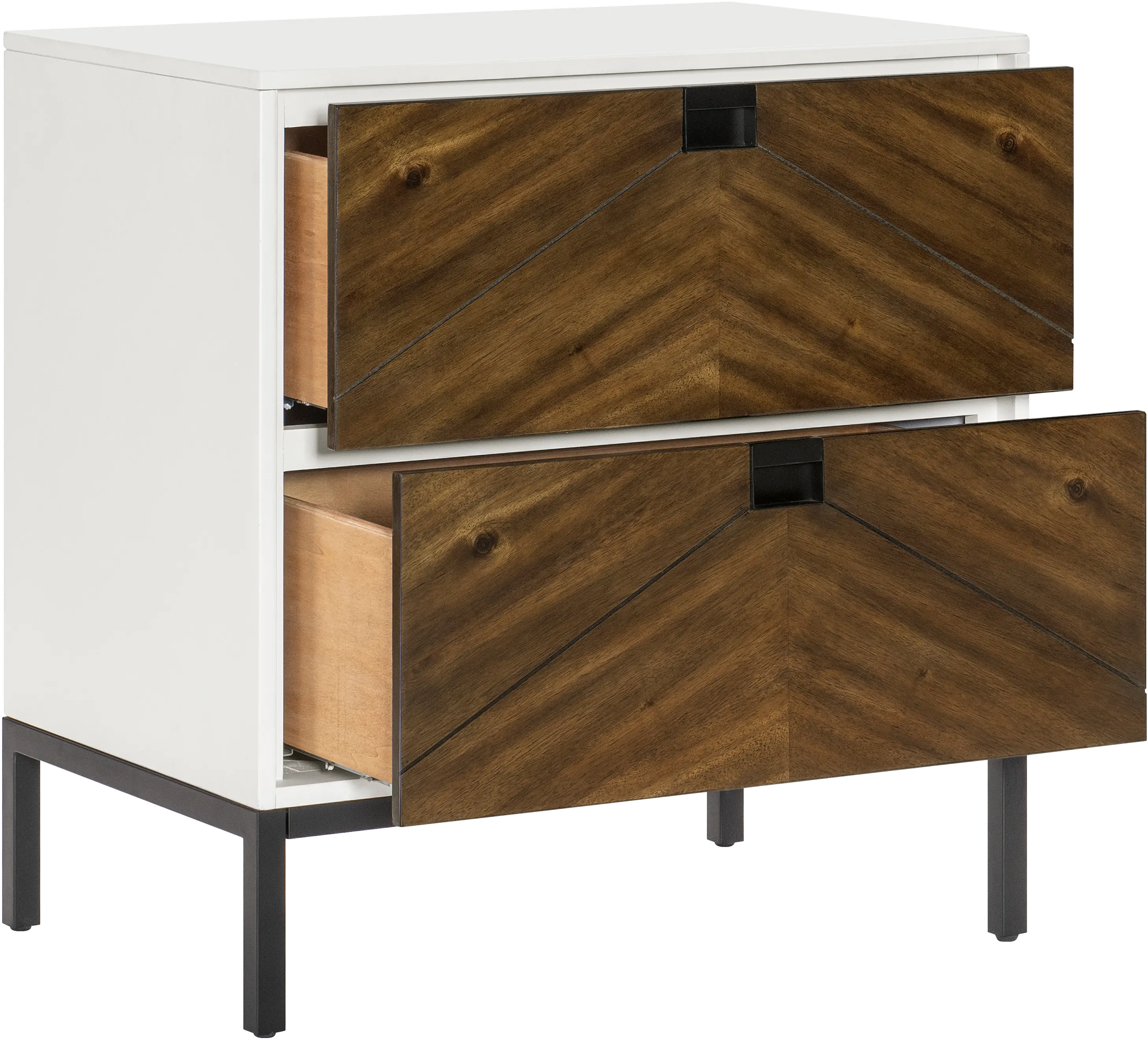 Oslo White and Walnut Nightstand-4