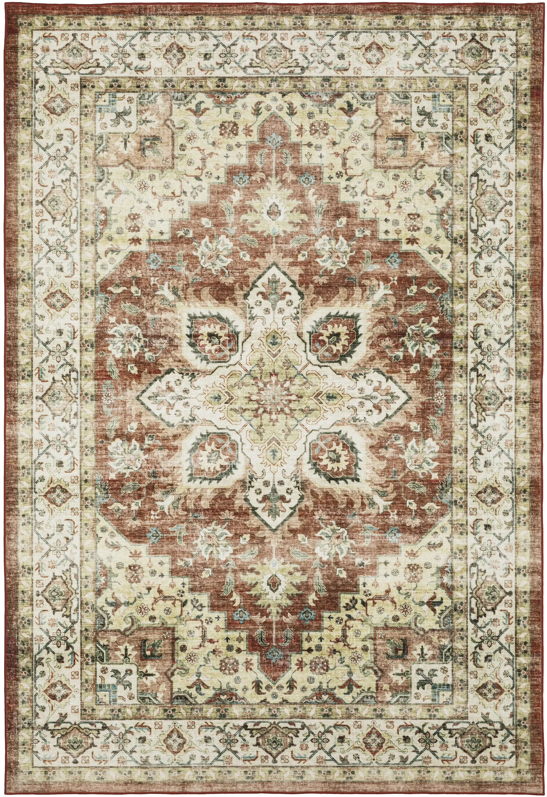 Sumter 2 x 3 Red and Ivory Washable Rug-1