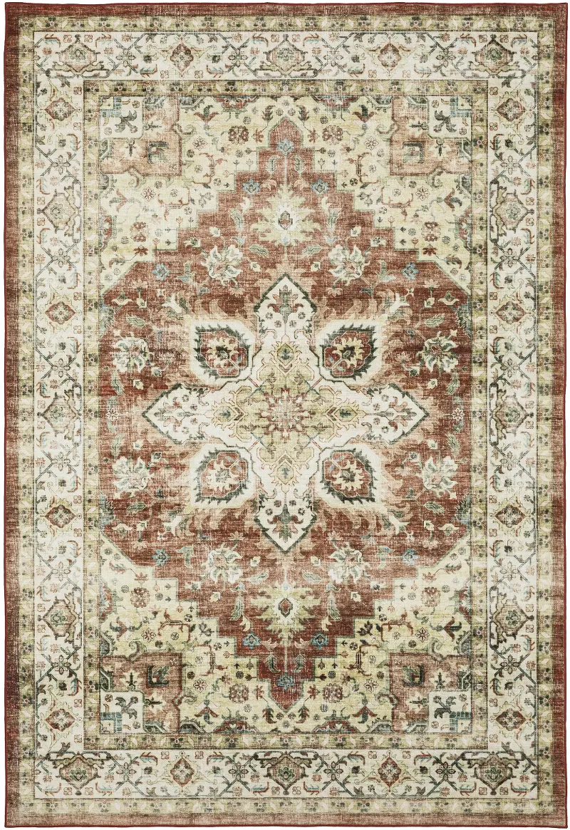 Sumter 2 x 3 Red and Ivory Washable Rug