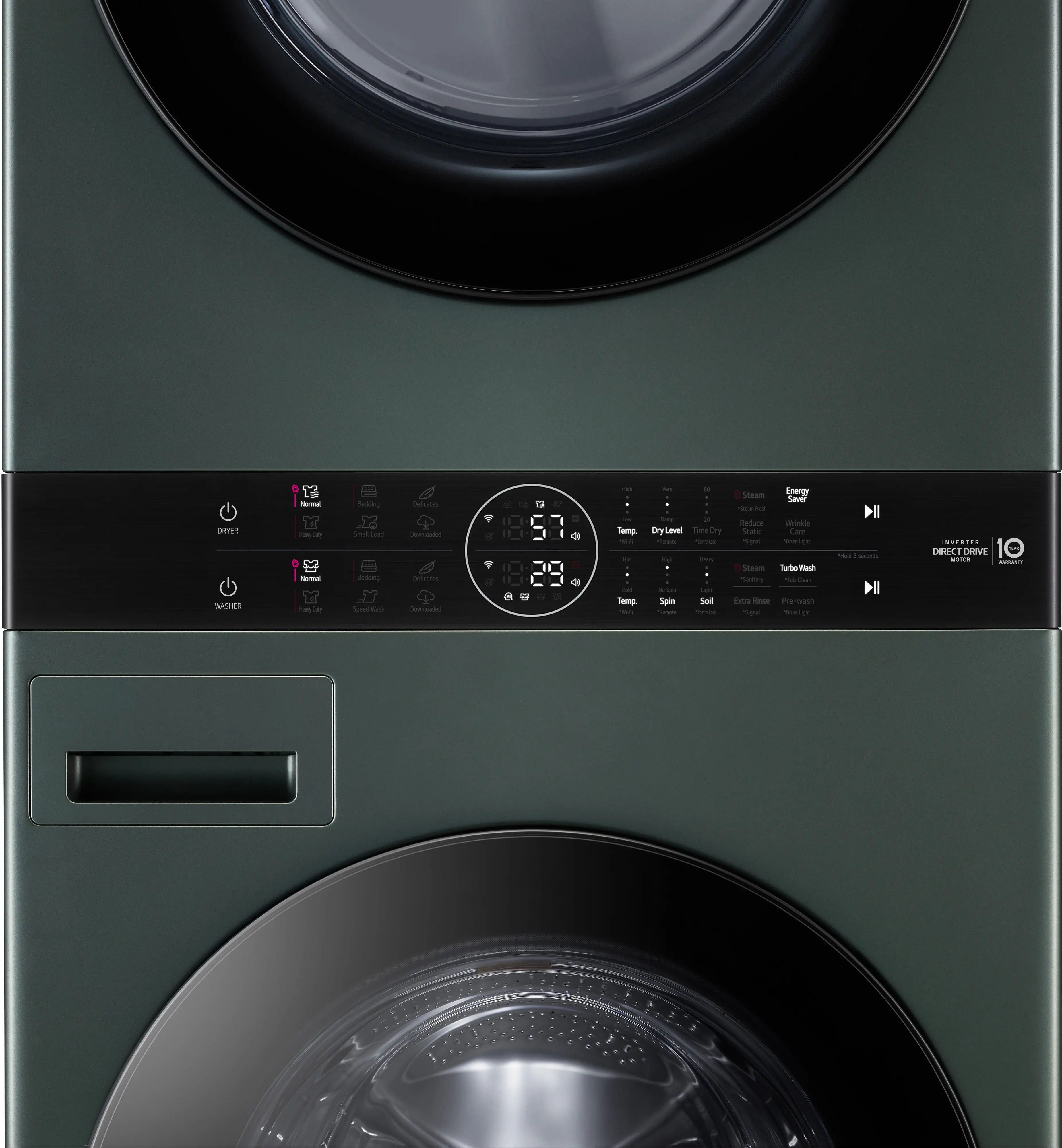 WKEX200HGA LG WashTower Electric Washer and Dryer Set - Nature Green-2