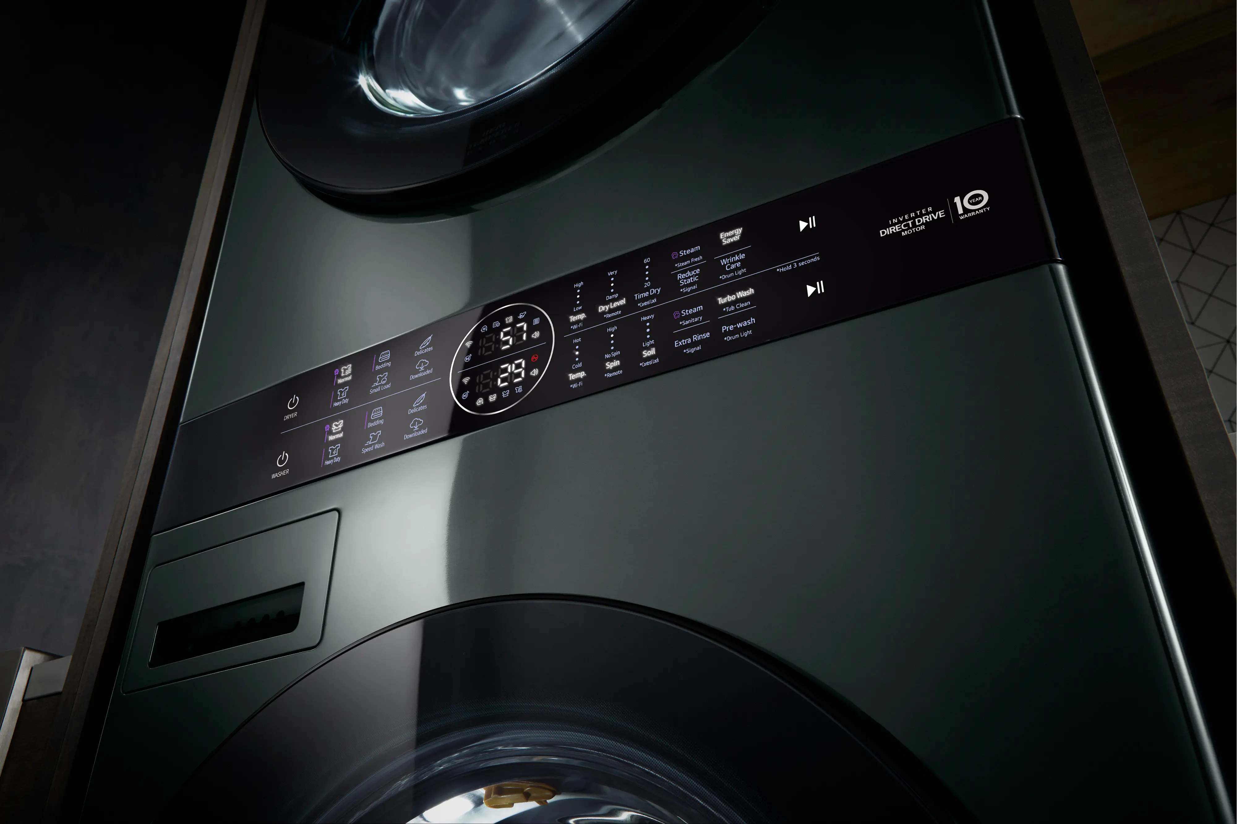 WKEX200HGA LG WashTower Electric Washer and Dryer Set - Nature Green-6