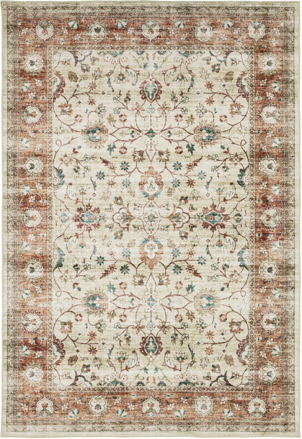 Sumter 2 x 3 Rust and Ivory Washable Rug
