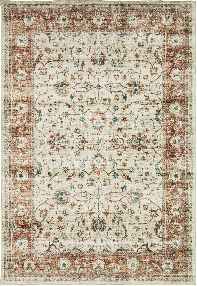 Sumter 2 x 3 Rust and Ivory Washable Rug