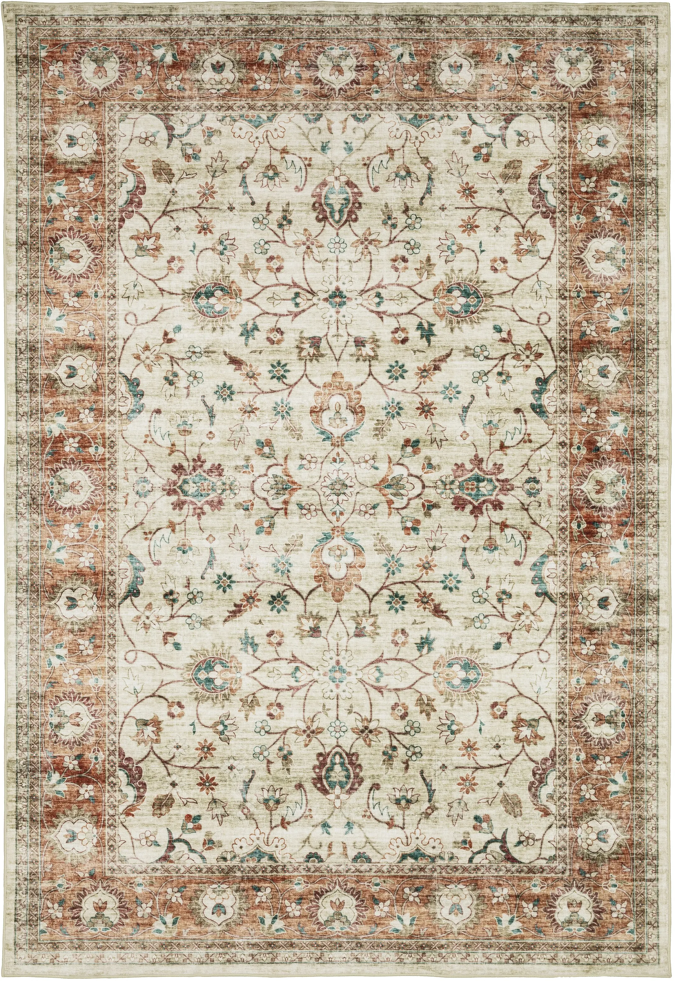 Sumter 5 x 7 Rust and Ivory Washable Rug-1