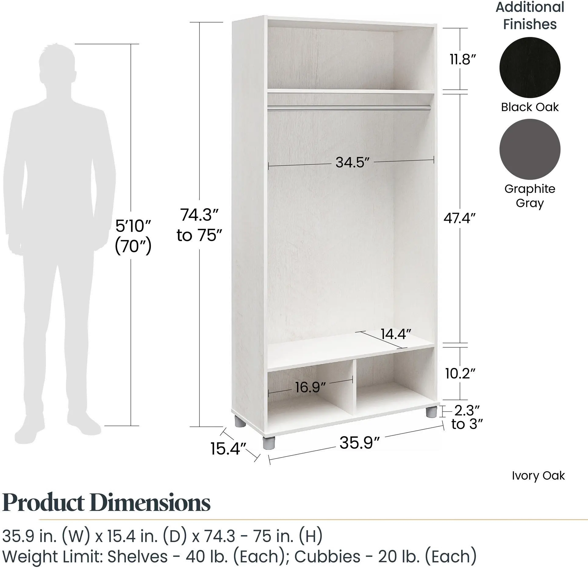 Camberly Graphite Gray 36  Mudroom Storage Cabinet-8
