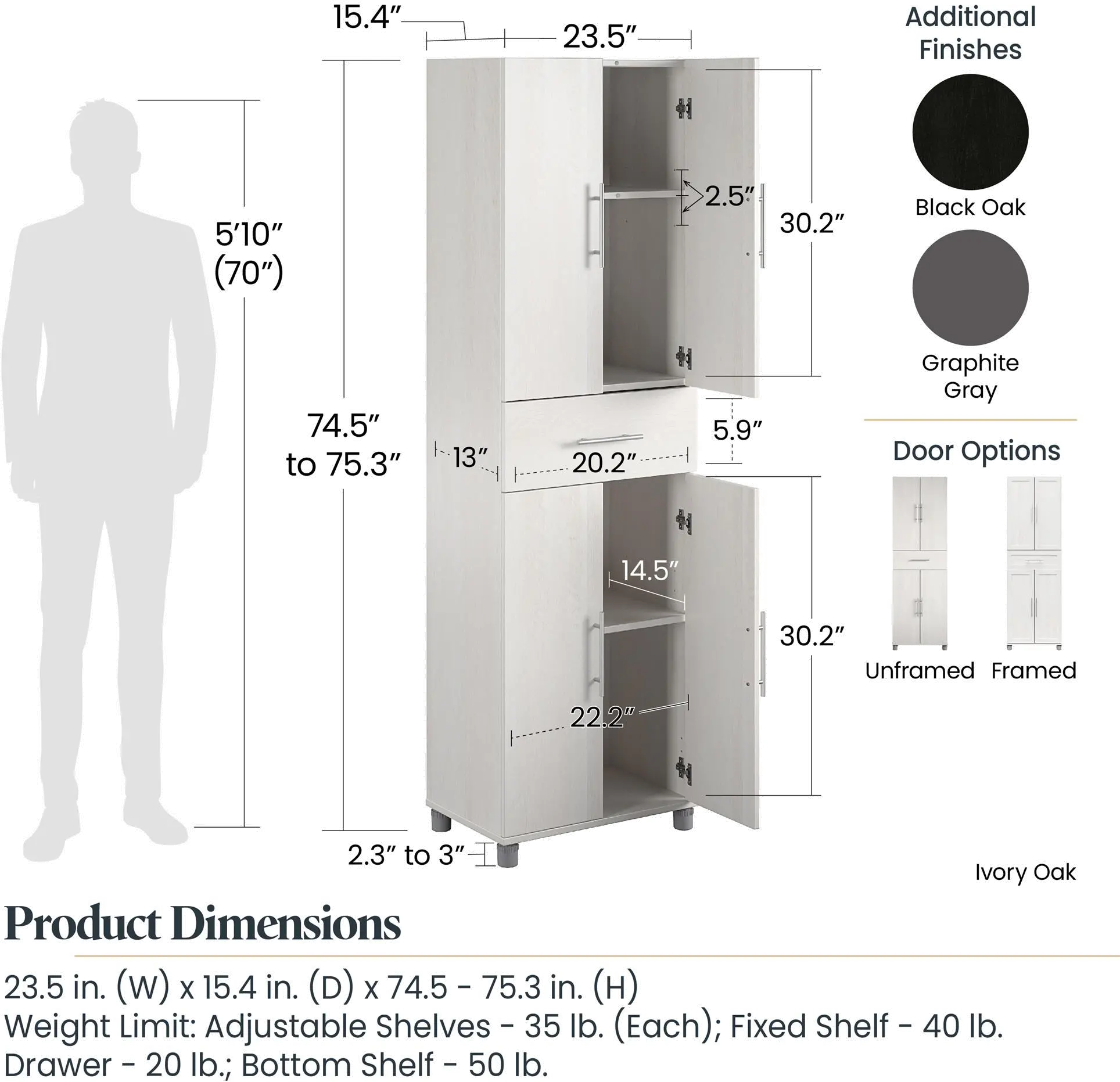 Camberly Framed Graphite Gray 4 Door Storage Cabinet-1