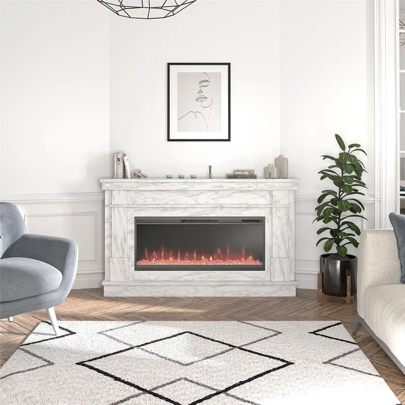 Waverly White Mantel with Electric Fireplace