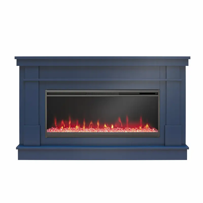 Waverly  Blue Mantel with Electric Fireplace