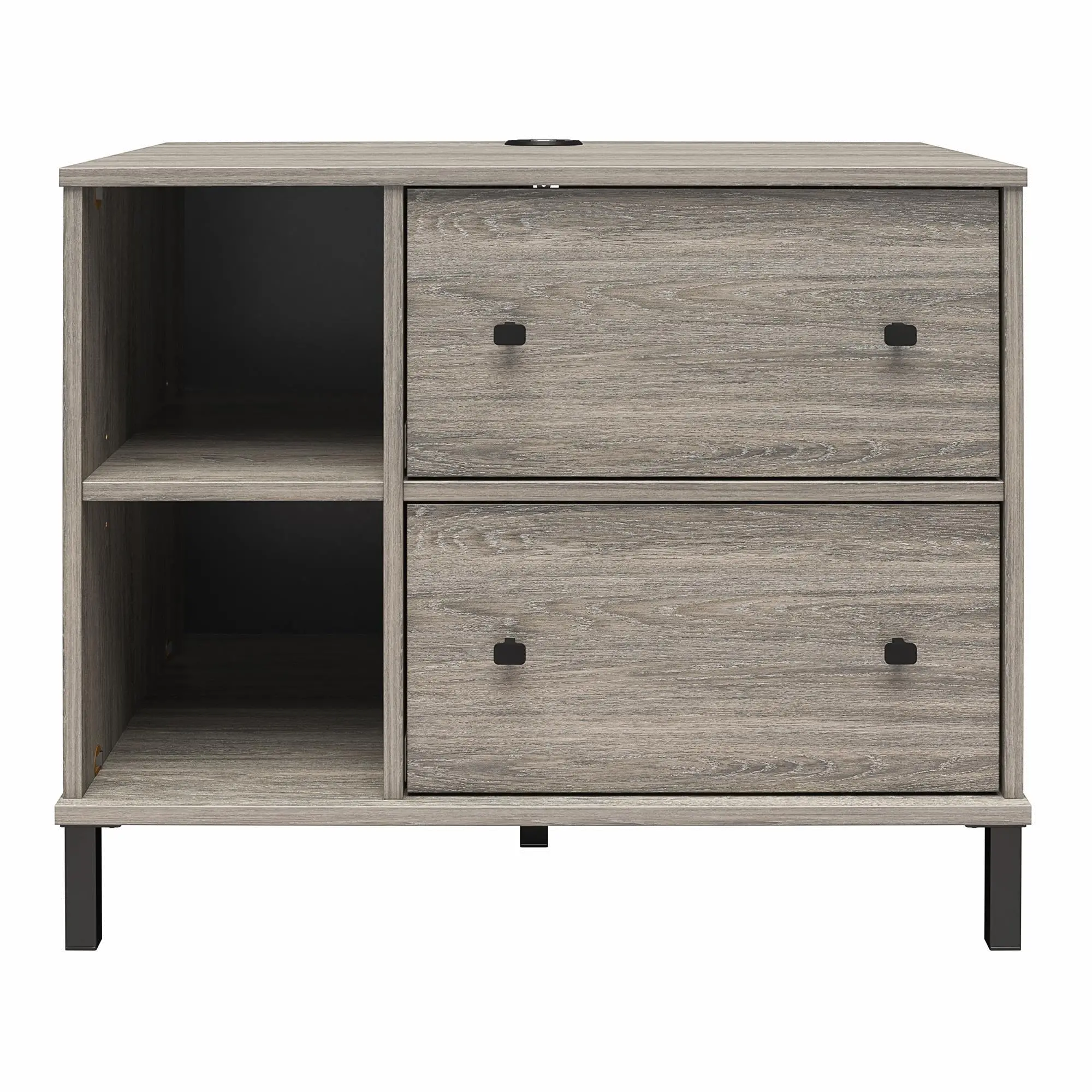 Kalissa Gray Oak Nightstand with Wireless Charger-3