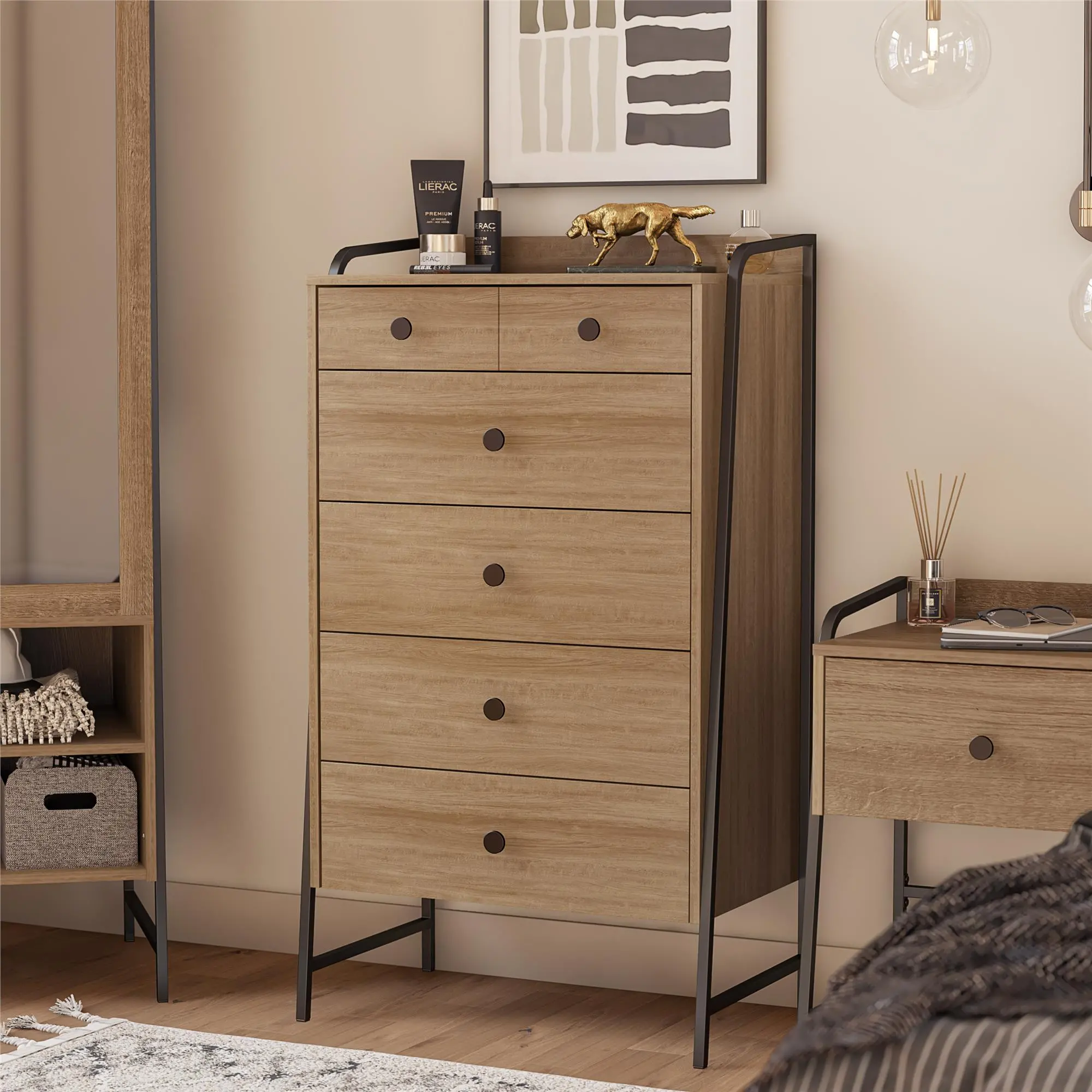 Bushwick Natural 5 Drawer Chest of Drawers-2
