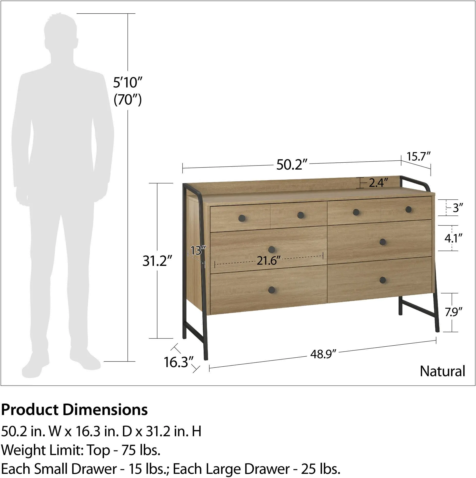 Bushwick Natural 6-Drawer Dresser-6