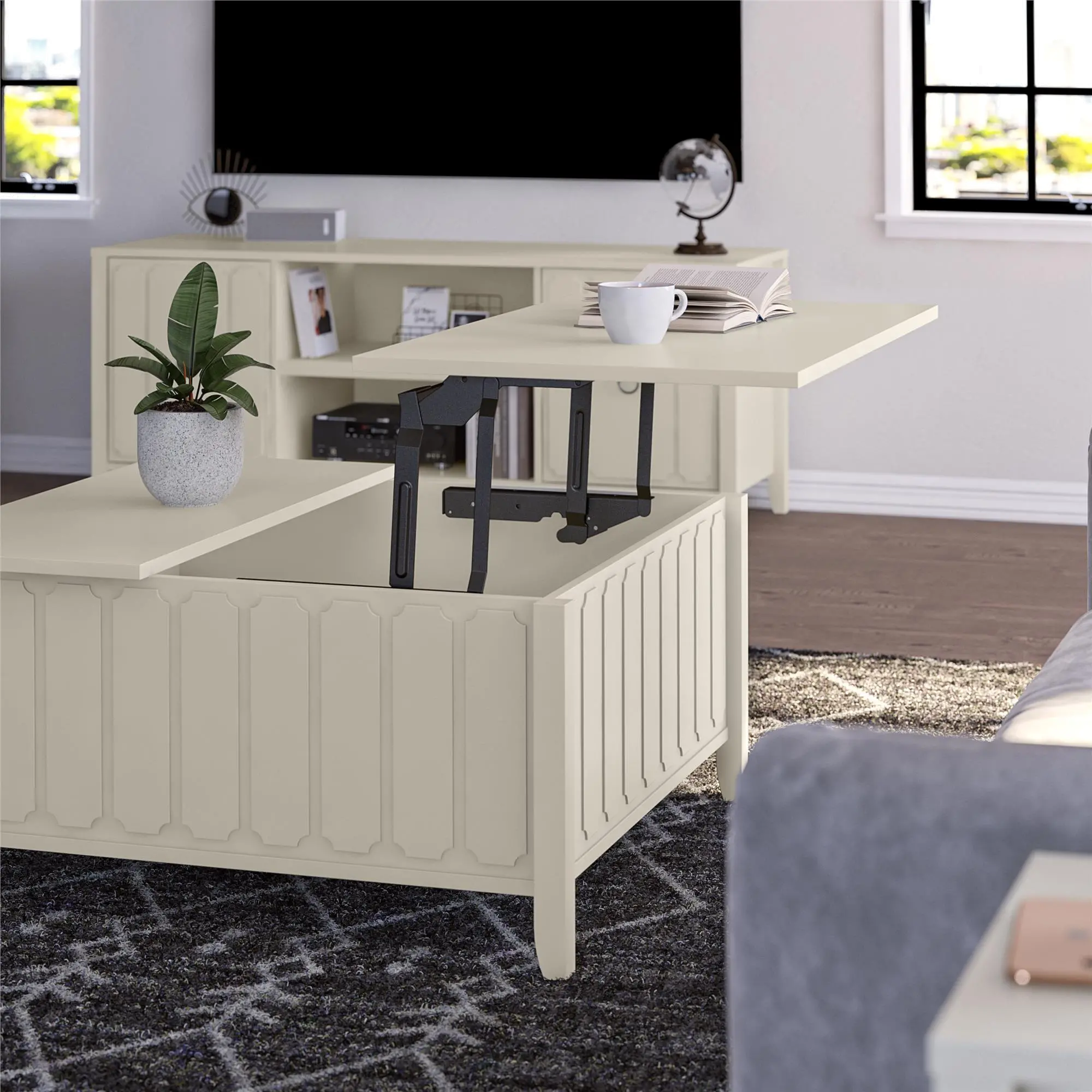 Majesty White Lift Top Coffee Table-2