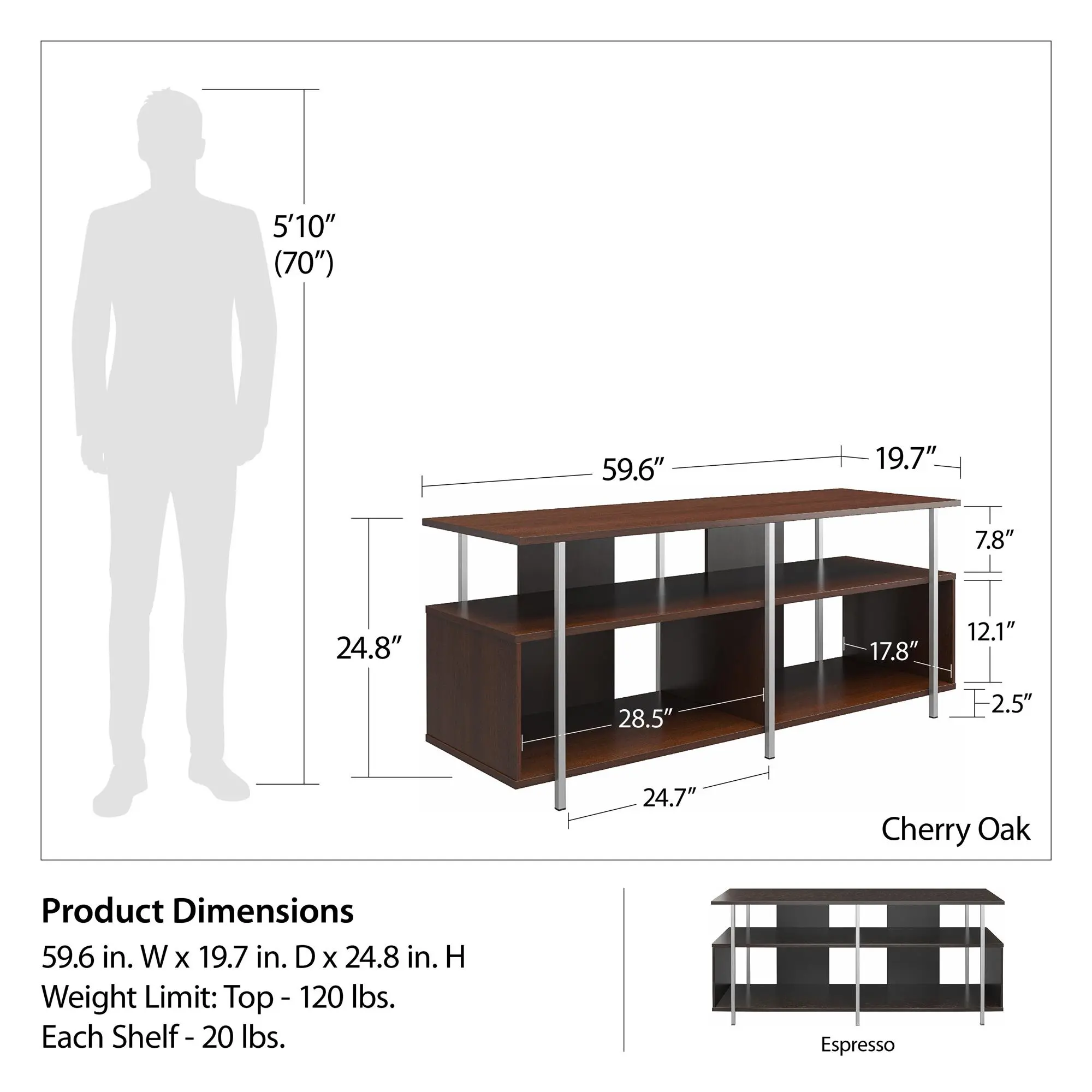 Alonso Espresso 59  TV Stand-3