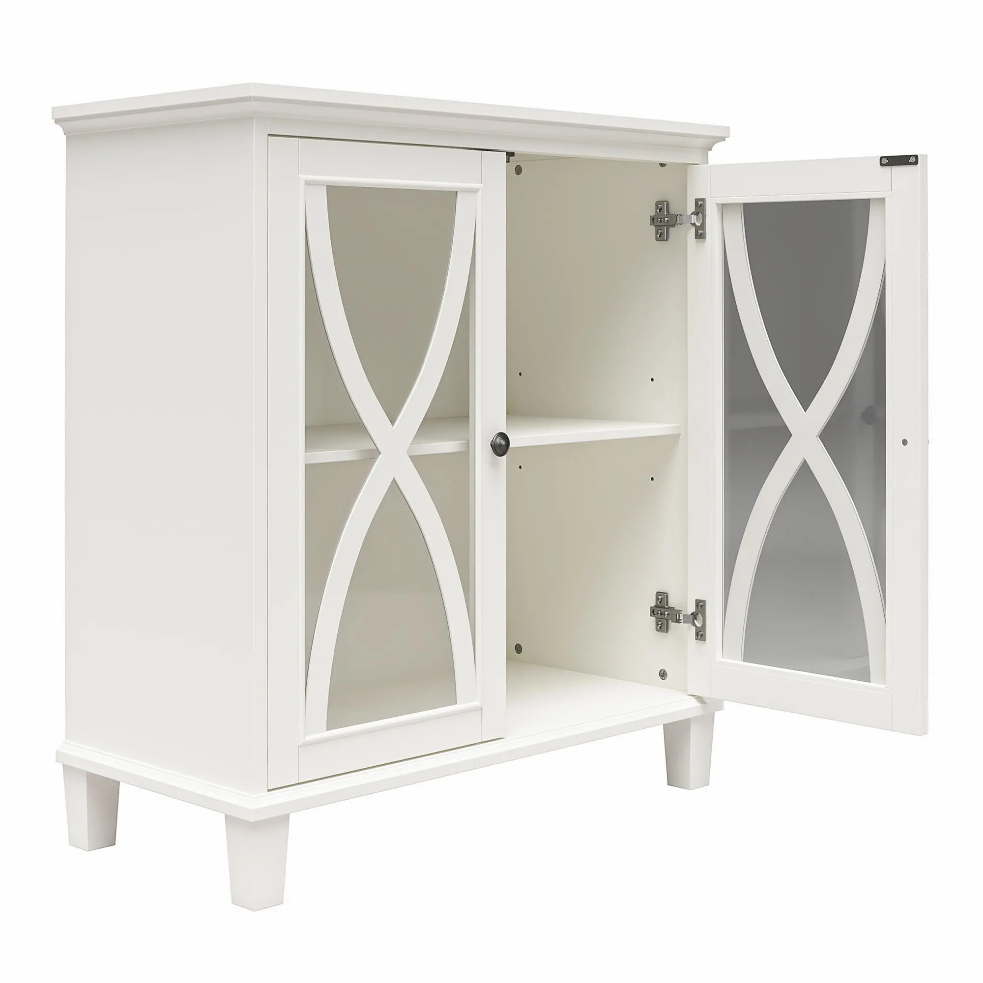 Celeste White Accent Cabinet with Glass Doors-5