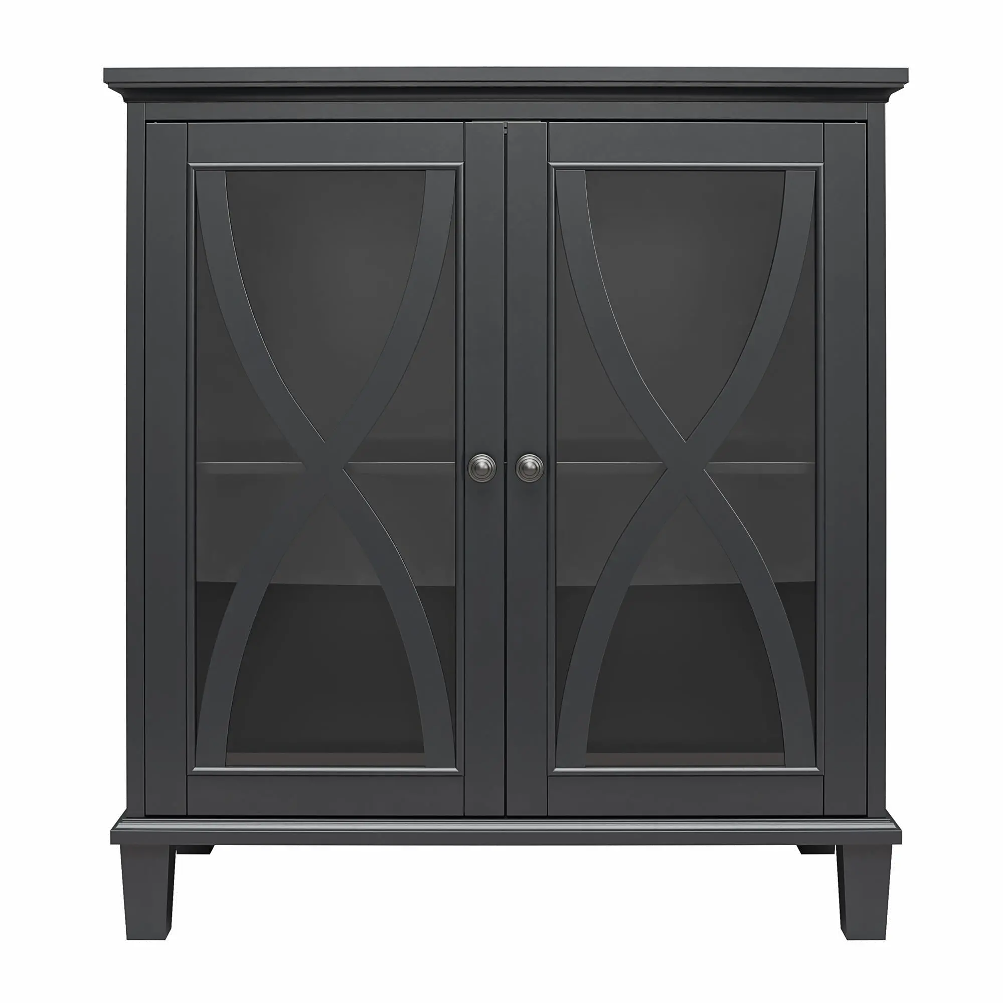 Celeste Black Accent Cabinet with Glass Doors-3