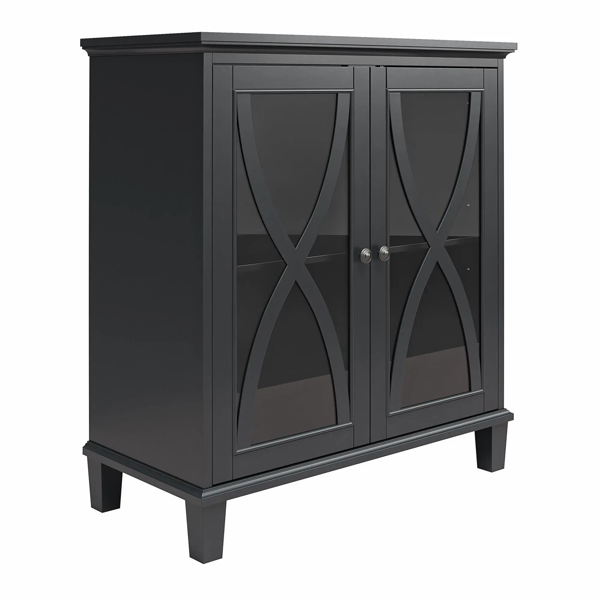 Celeste Black Accent Cabinet with Glass Doors-4