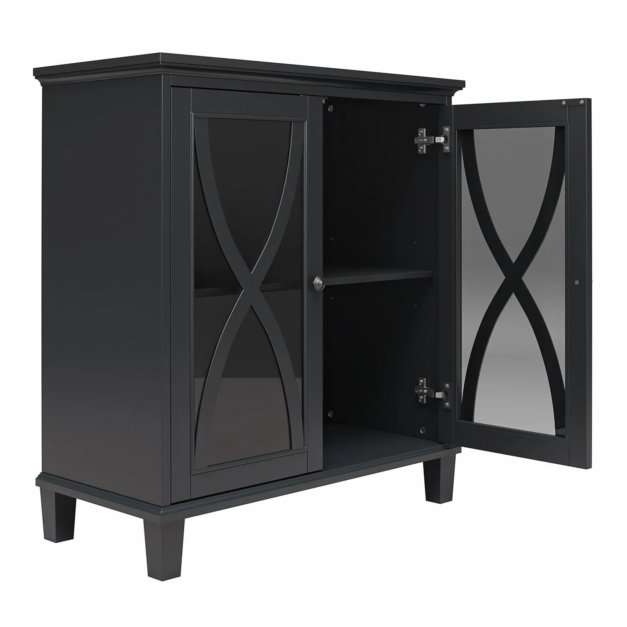 Celeste Black Accent Cabinet with Glass Doors-5