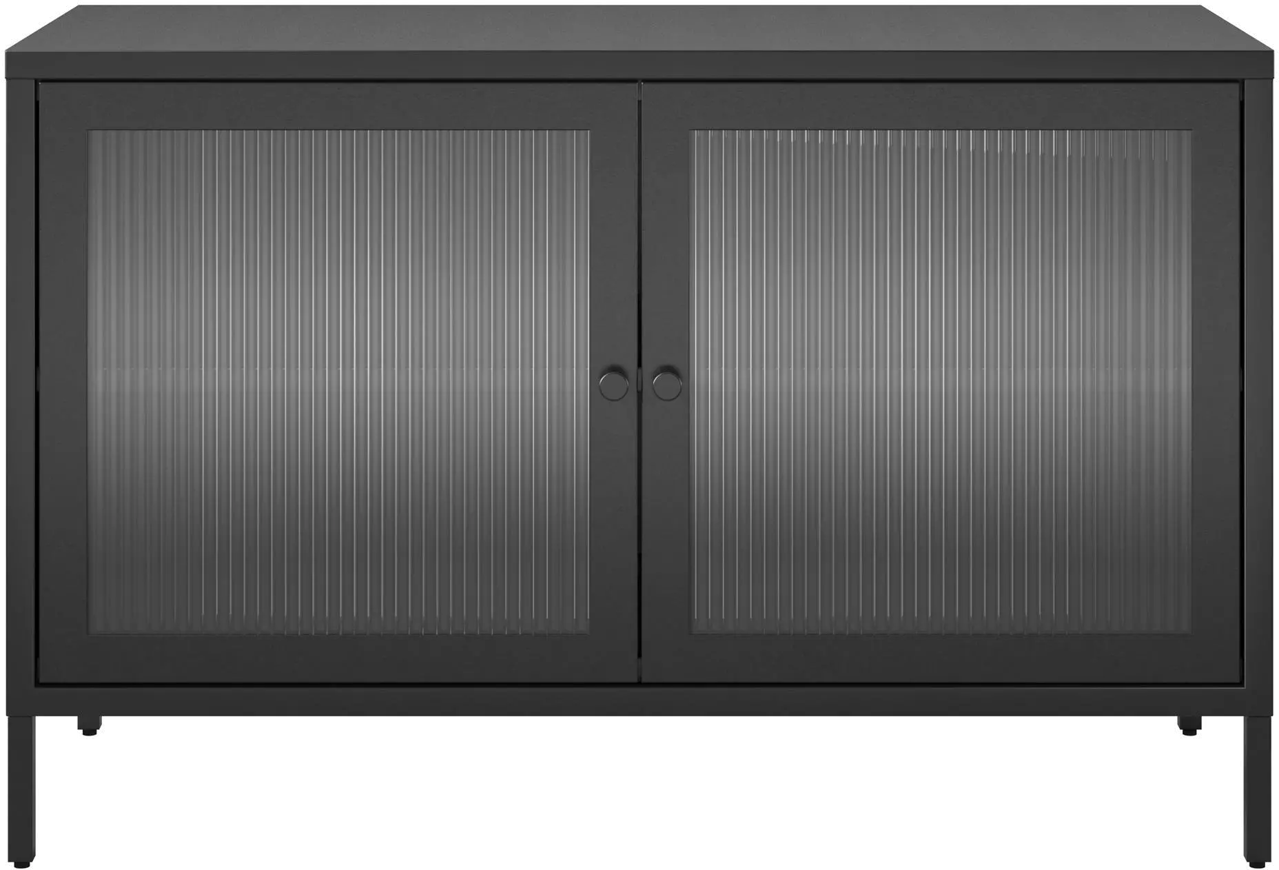 Ashbury Black 2 Door Storage Cabinet with Fluted Glass Doors-1