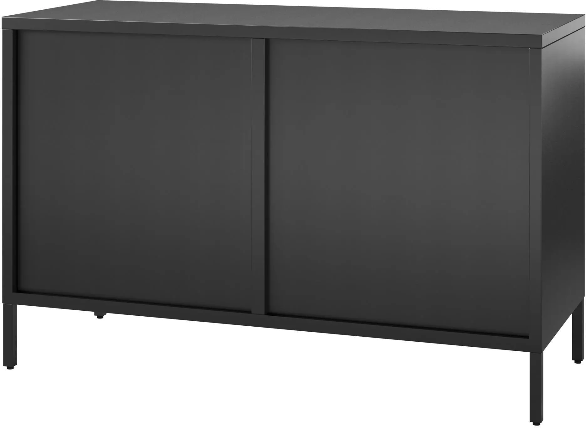 Ashbury Black 2 Door Storage Cabinet with Fluted Glass Doors-5