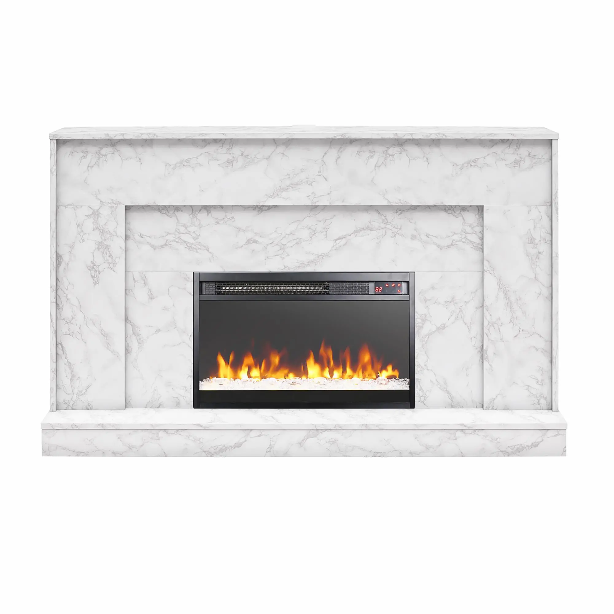 Liberty White and Gray Mantel Fireplace-1