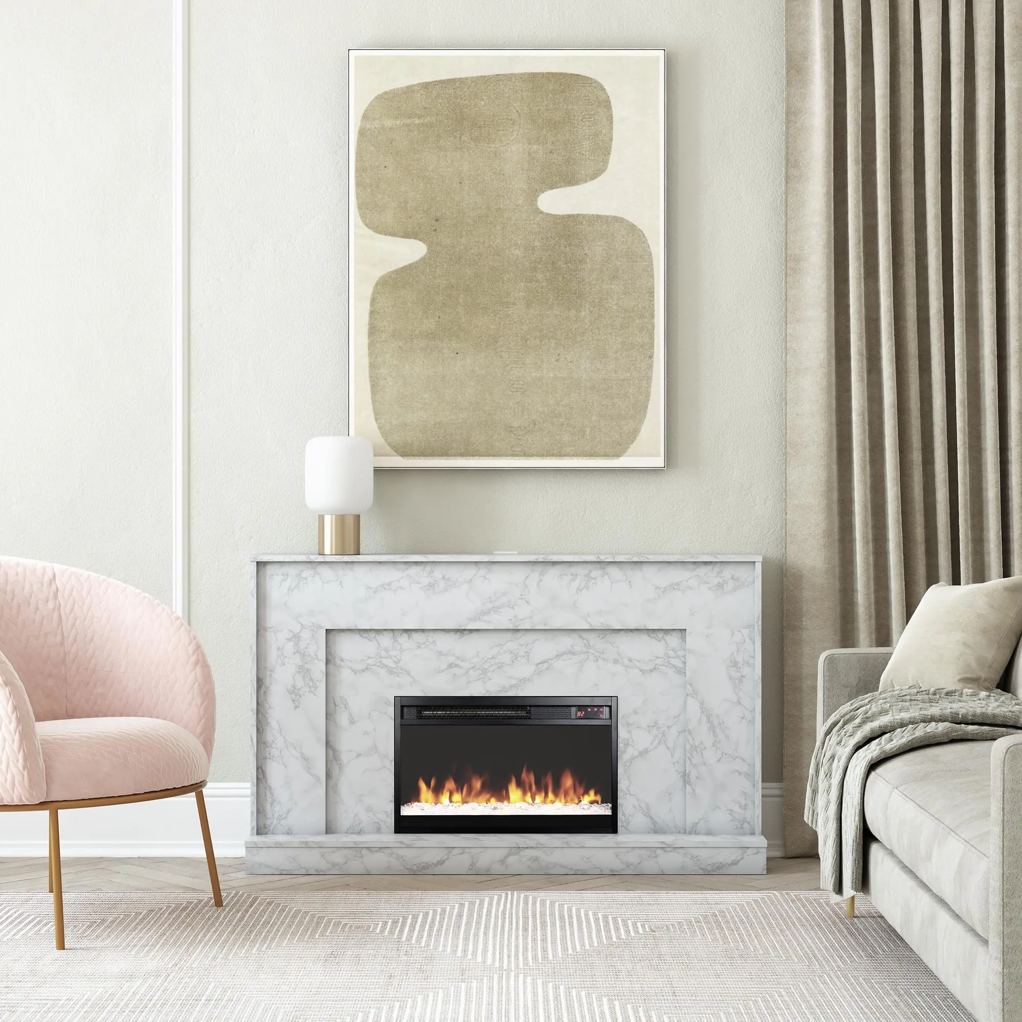 Liberty White and Gray Mantel Fireplace-2