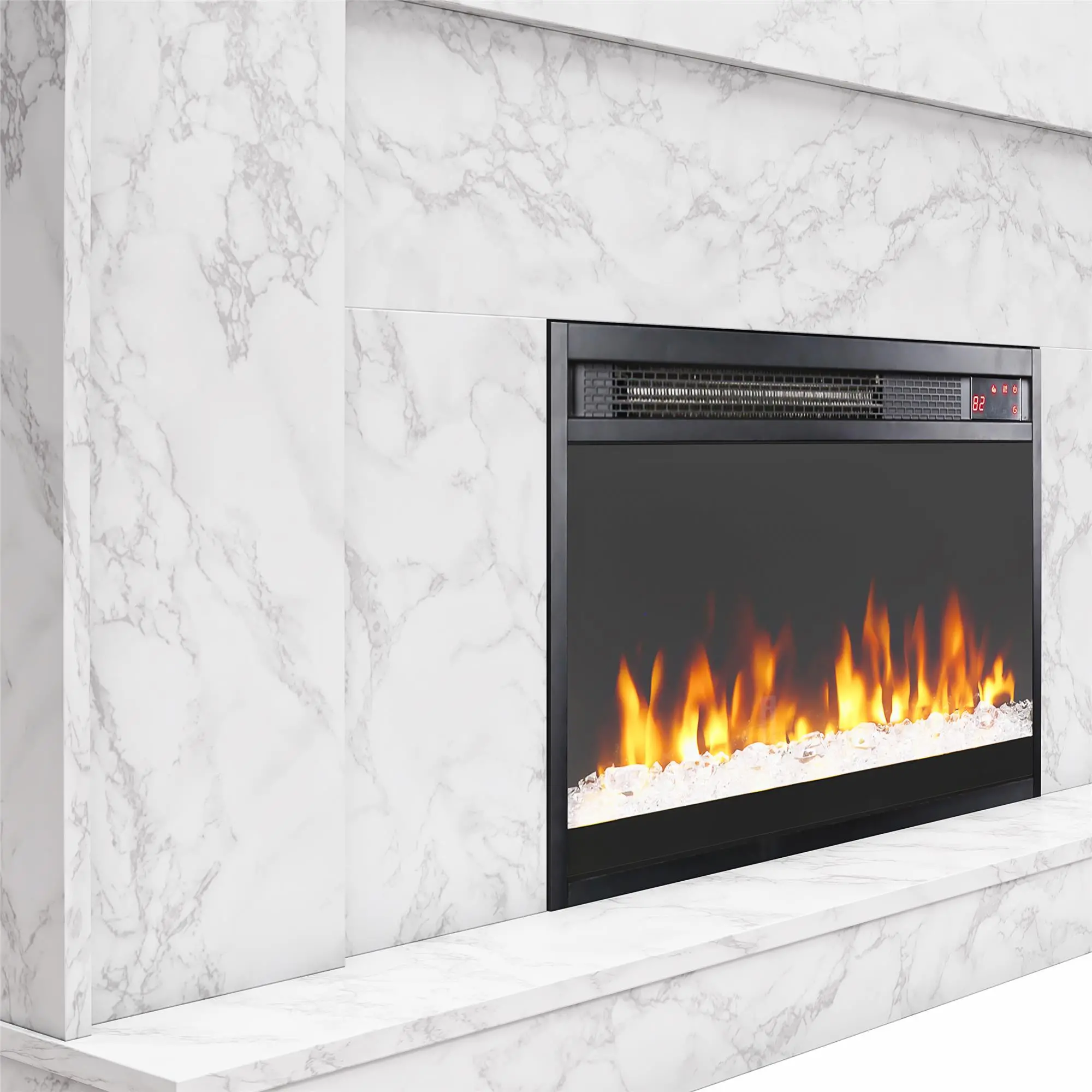 Liberty White and Gray Mantel Fireplace-5