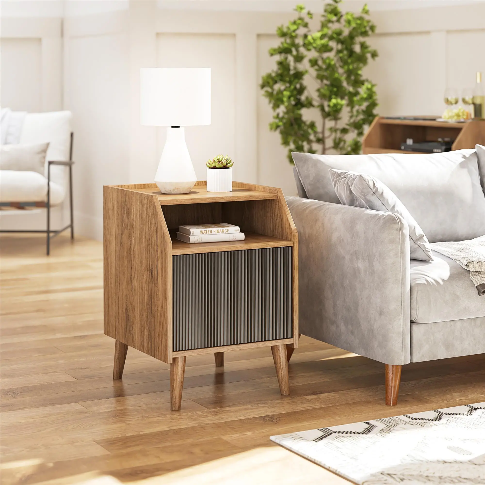 Magnolia Walnut and Black End Table-2