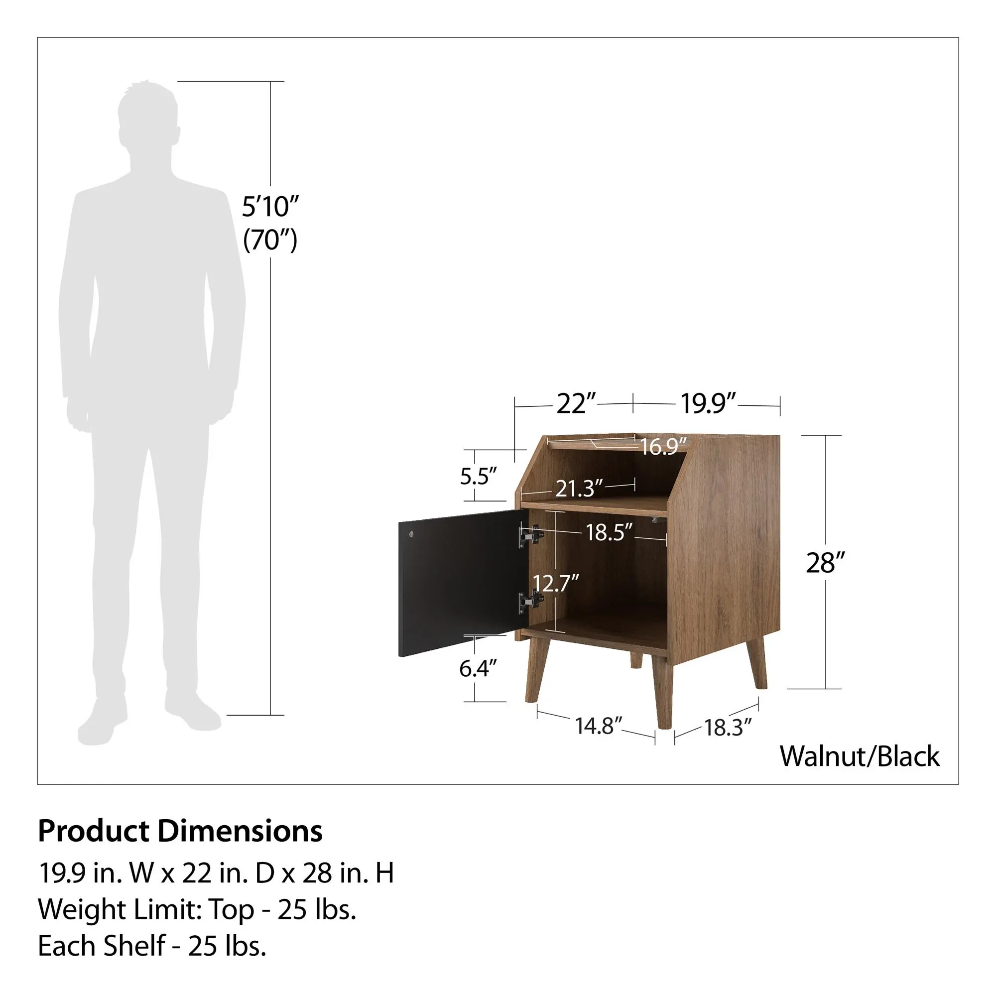 Magnolia Walnut and Black End Table-3