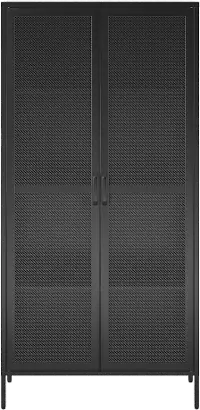 Sunset District Black Tall Metal Storage Cabinet