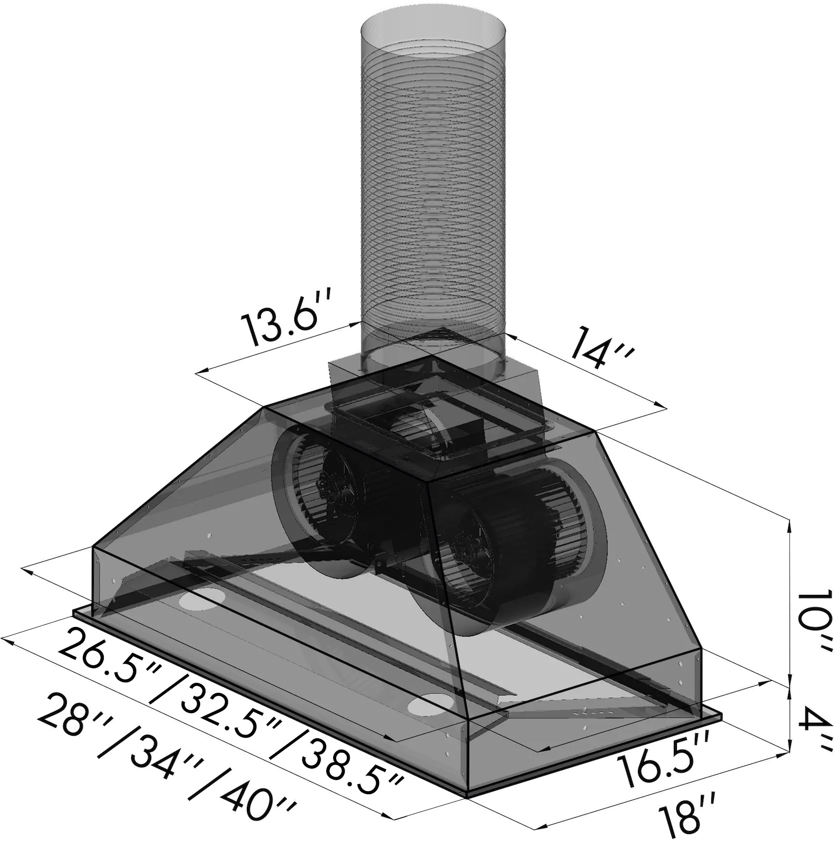 698-40 ZLINE 40 Inch Wall Mount Range Hood Insert - Stainless Steel-6