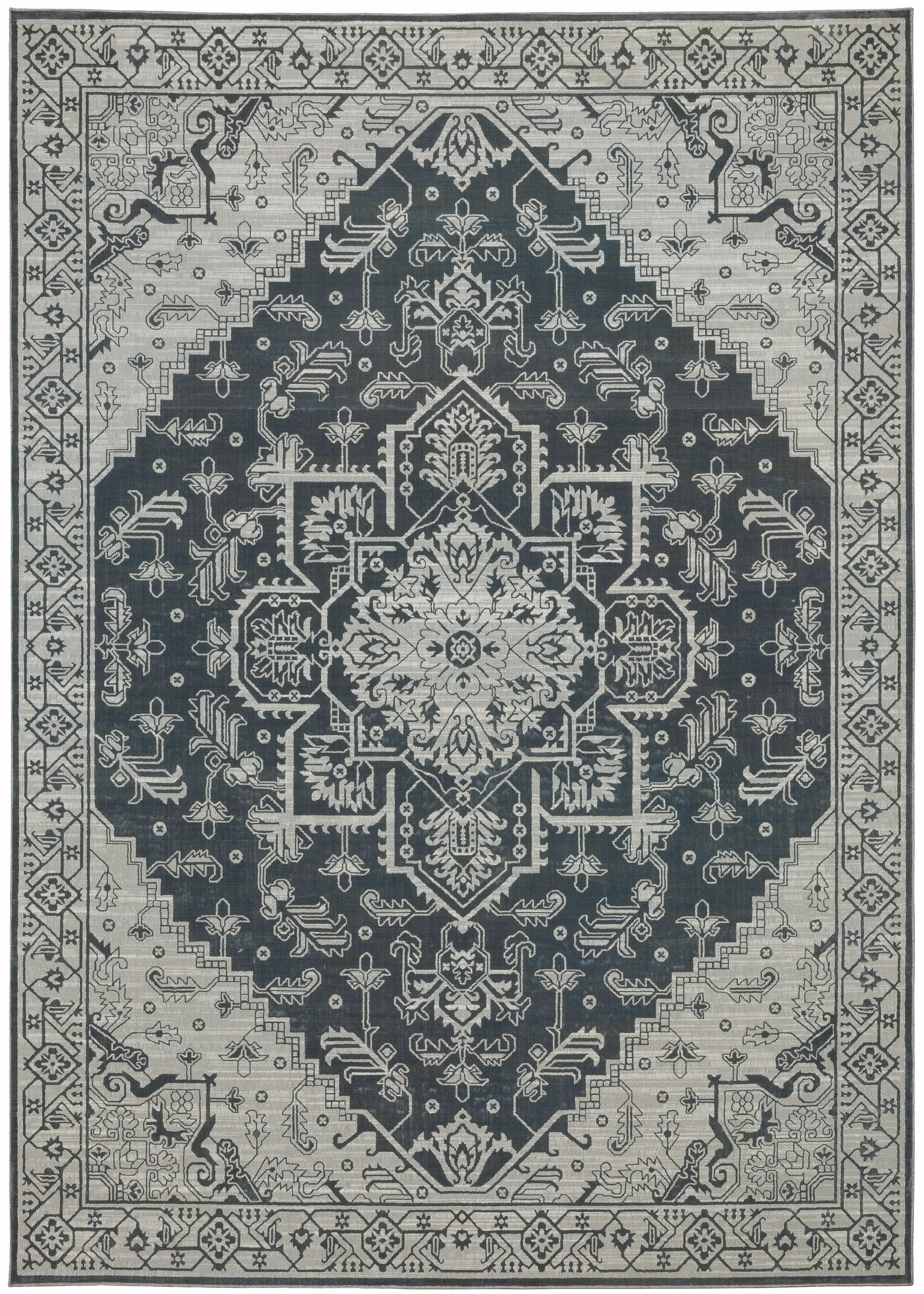 Intrigue 5 x 8 Blue and Beige Area Rug-1