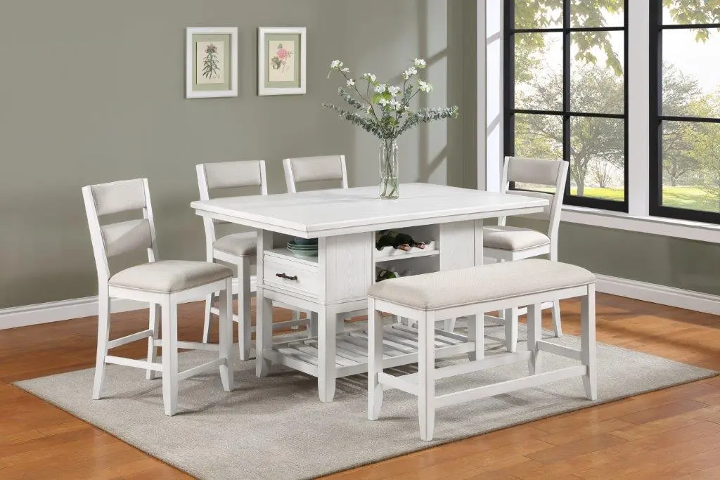 Willow White Counter Height Dining Bench-4
