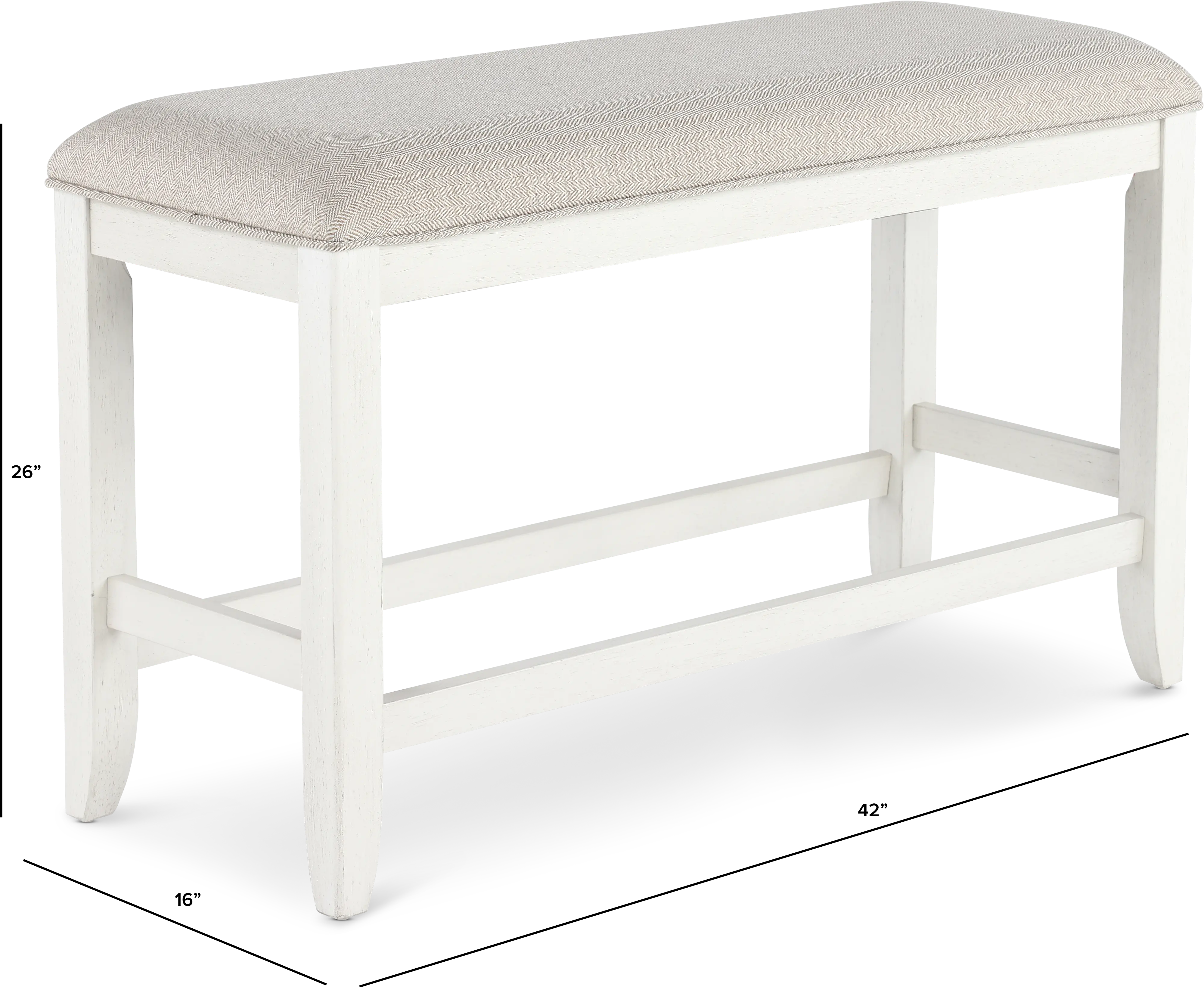 Willow White Counter Height Dining Bench-3