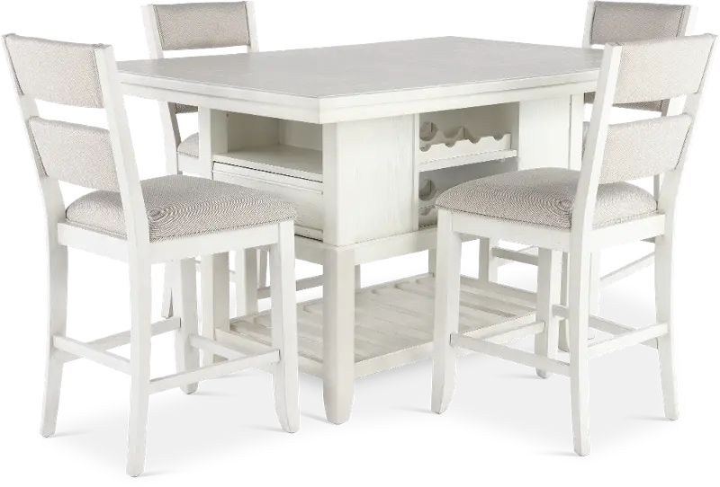 Willow White 5 Piece Counter Height Dining Set