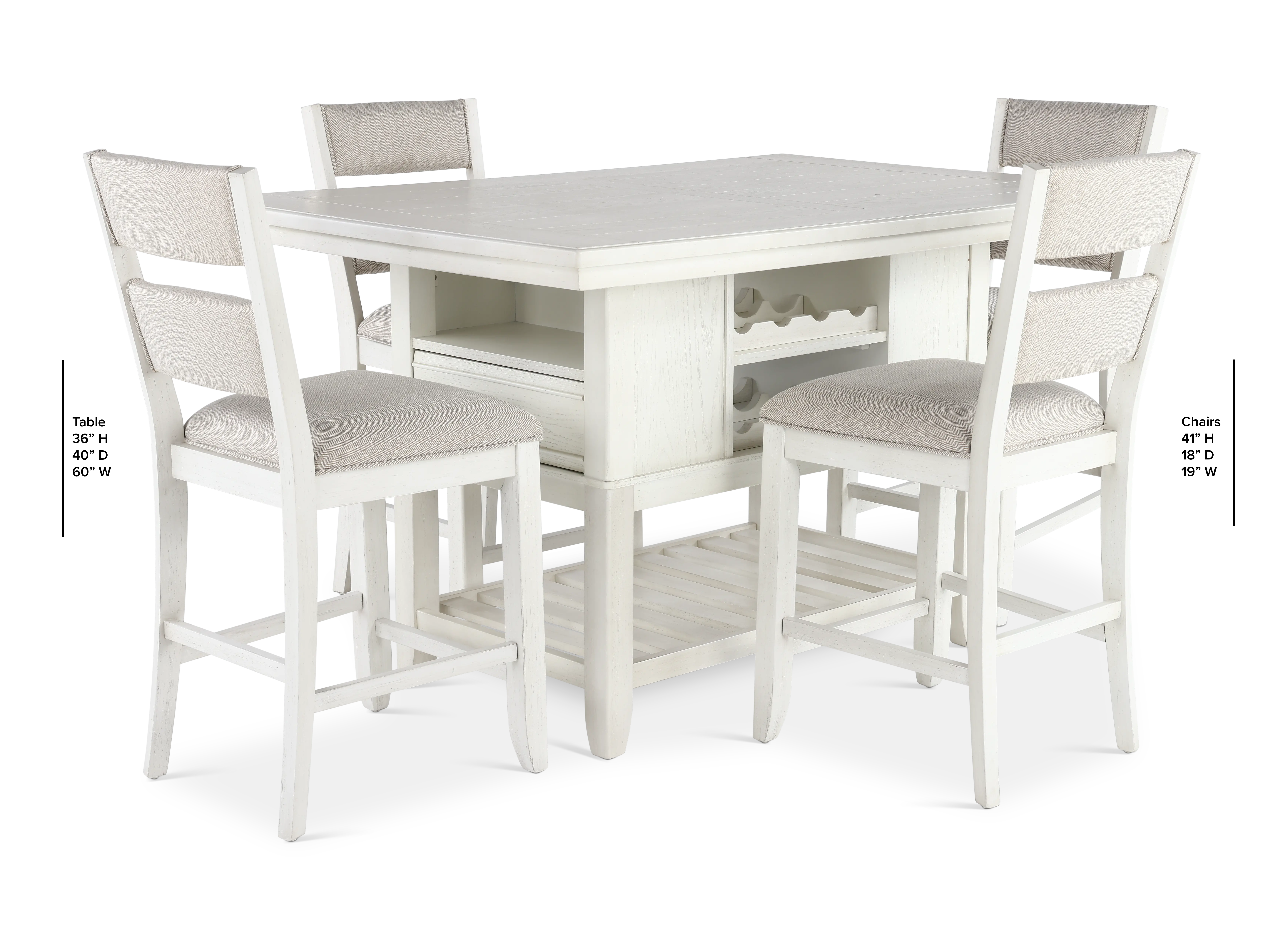 Willow White 5-Piece Counter Height Dining Set-3