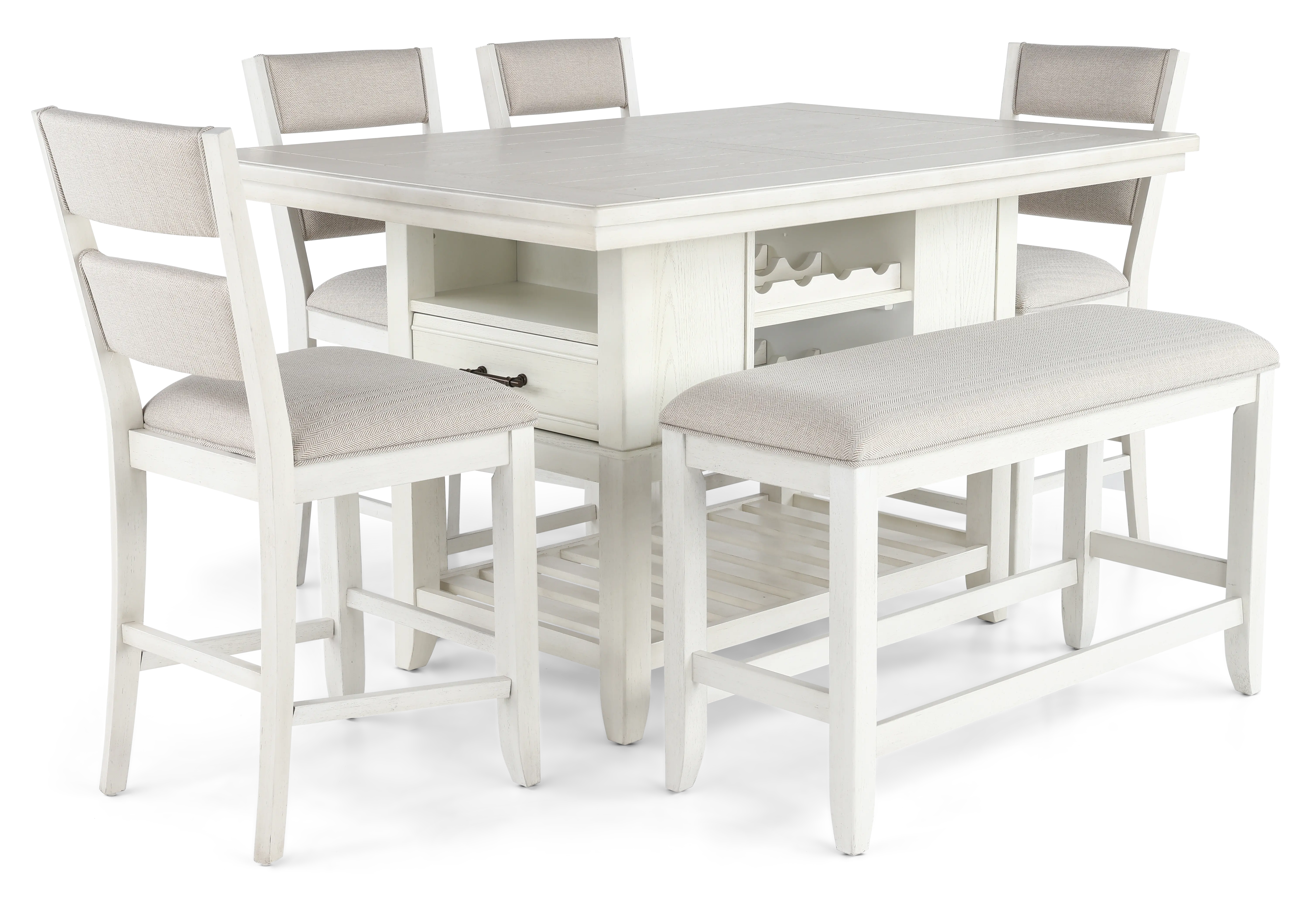 Willow White 6 Piece Counter Height Dining Set-1